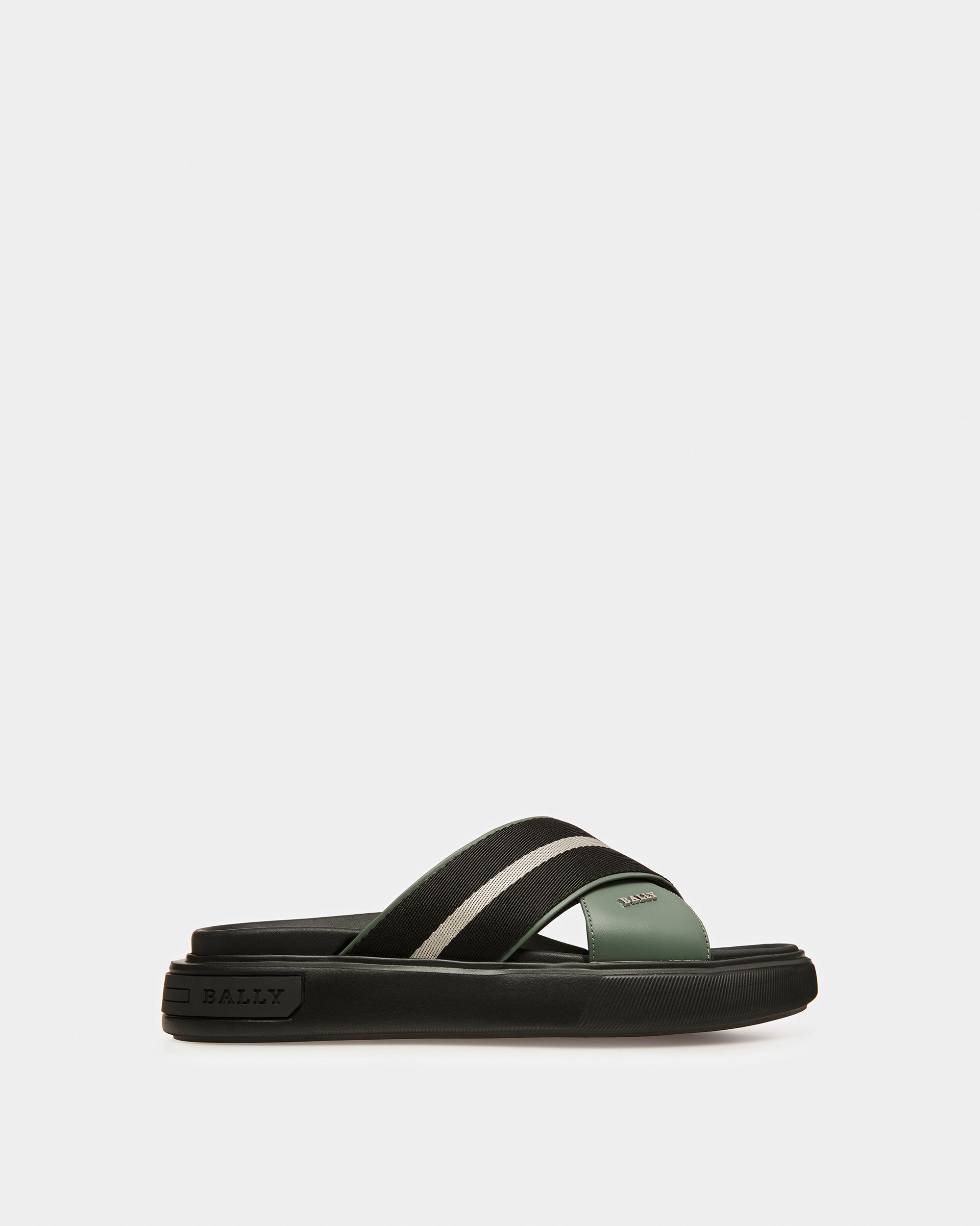 Jake Leather Sandals In Sage - Men's - Bally - 01