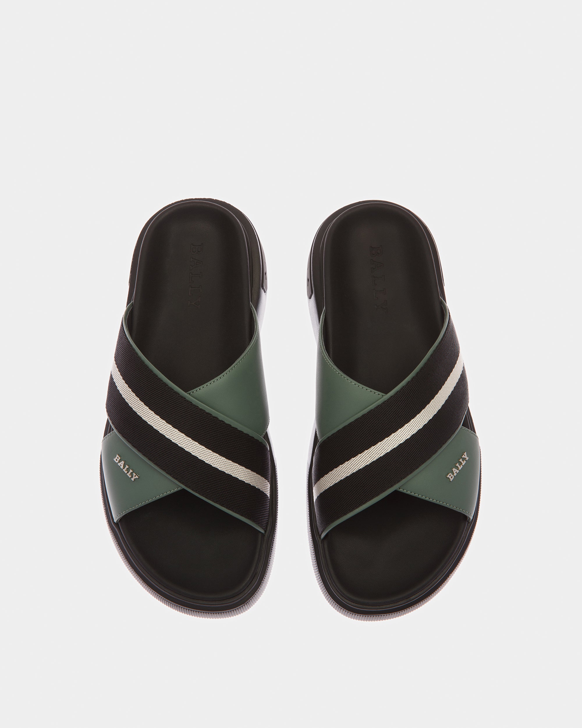 Jake Leather Sandals In Sage - Men's - Bally - 02