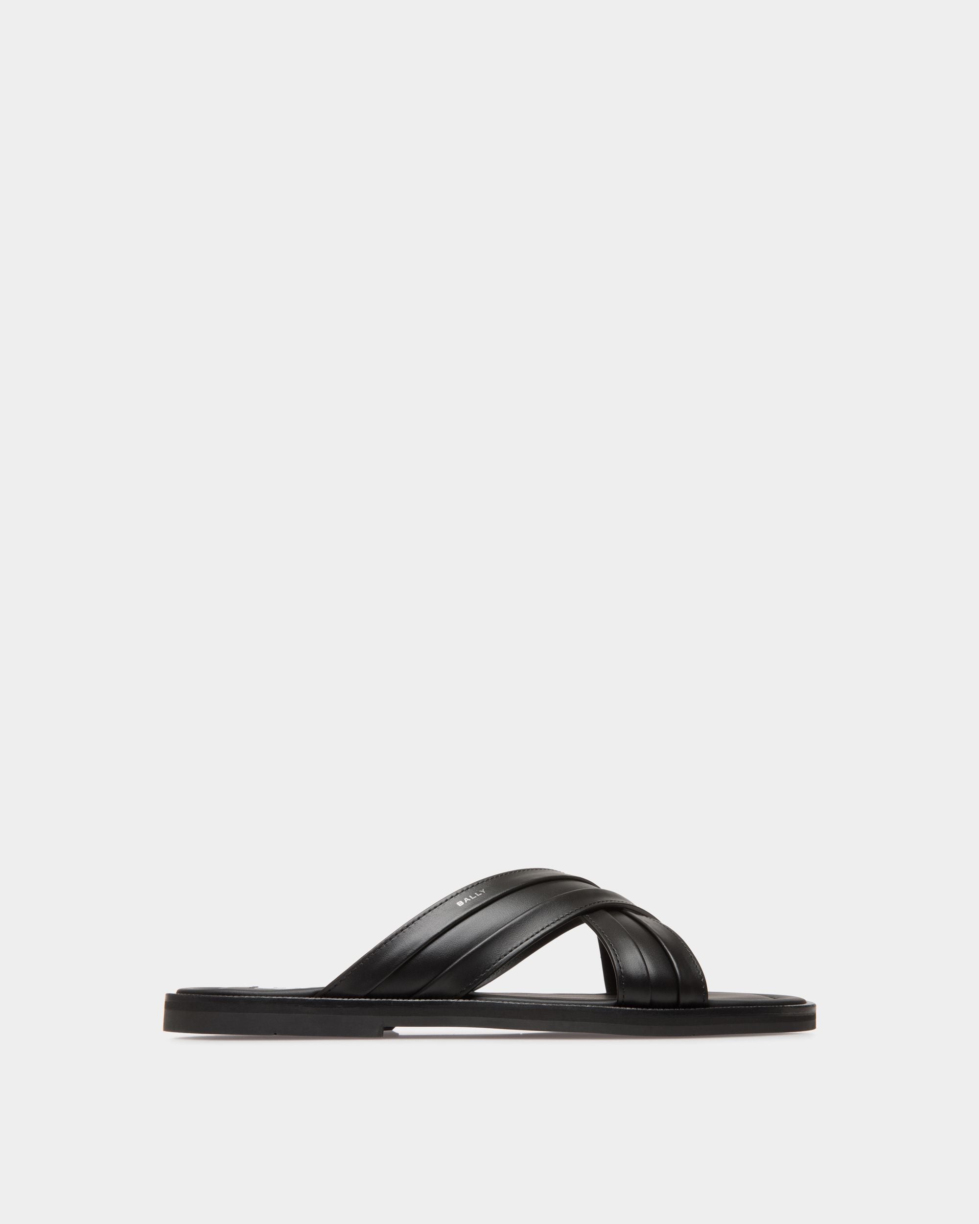 Glide Sandal In Black Leather - Men's - Bally - 01