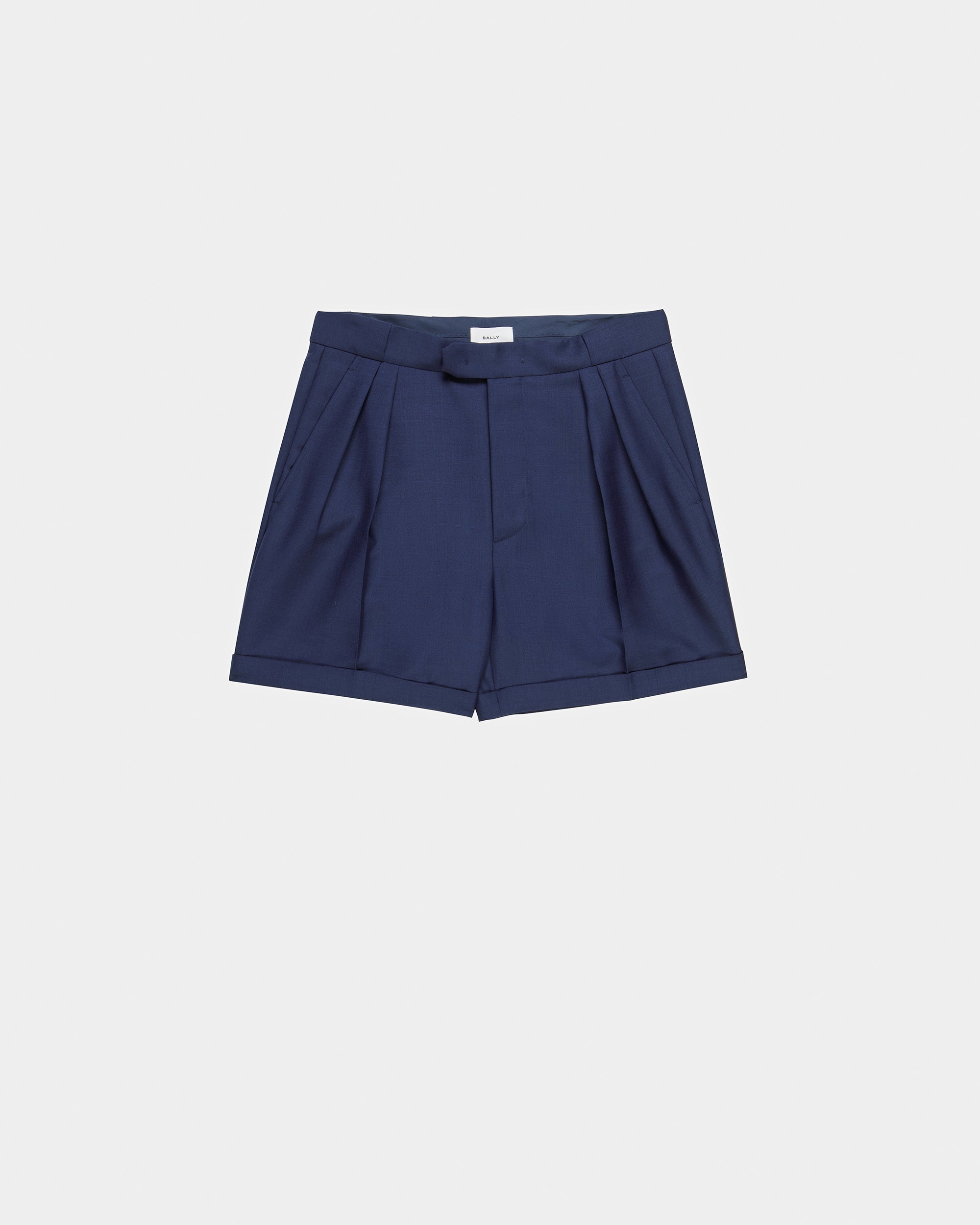 Bermuda Shorts In Navy Wool - Men's - Bally - 01