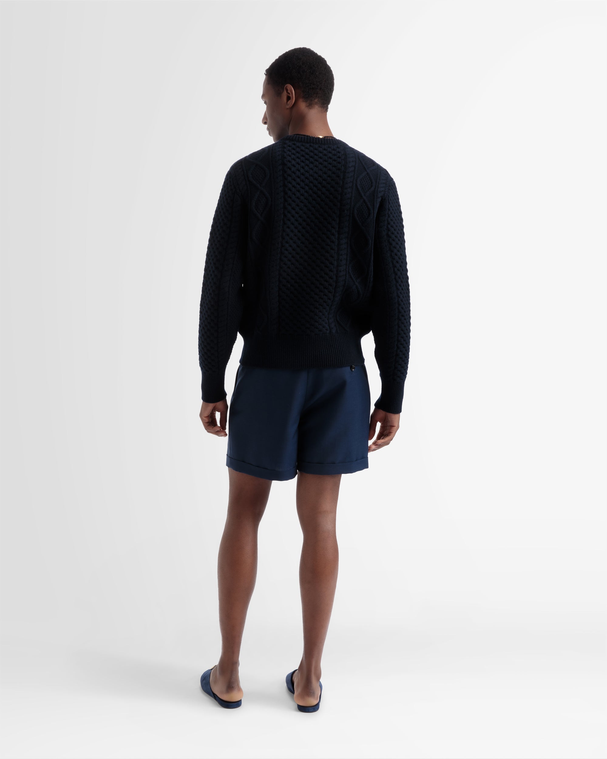 Bermuda Shorts In Navy Wool - Men's - Bally - 06