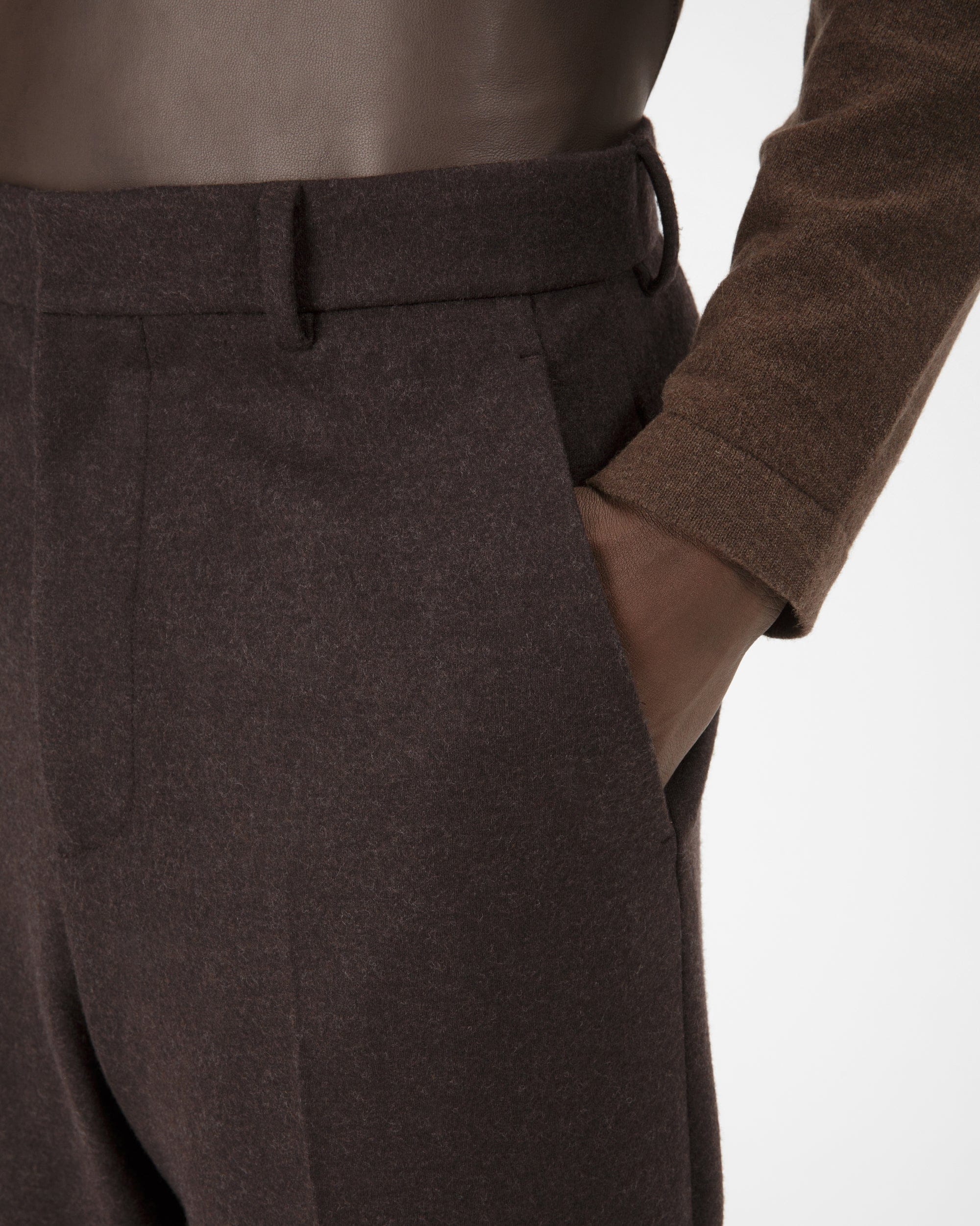 Wool Trousers In Ebony Brown - Men's - Bally - 02