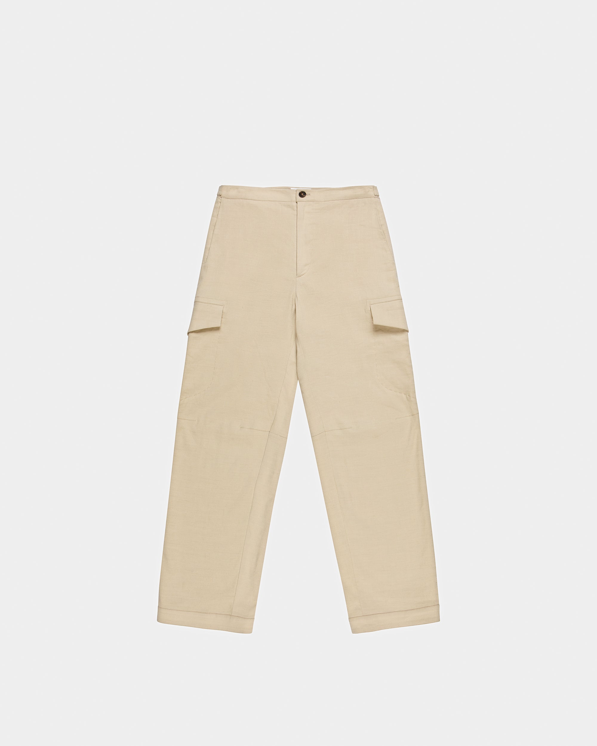 Linen Straight Pants In Beige - Men's - Bally - 01