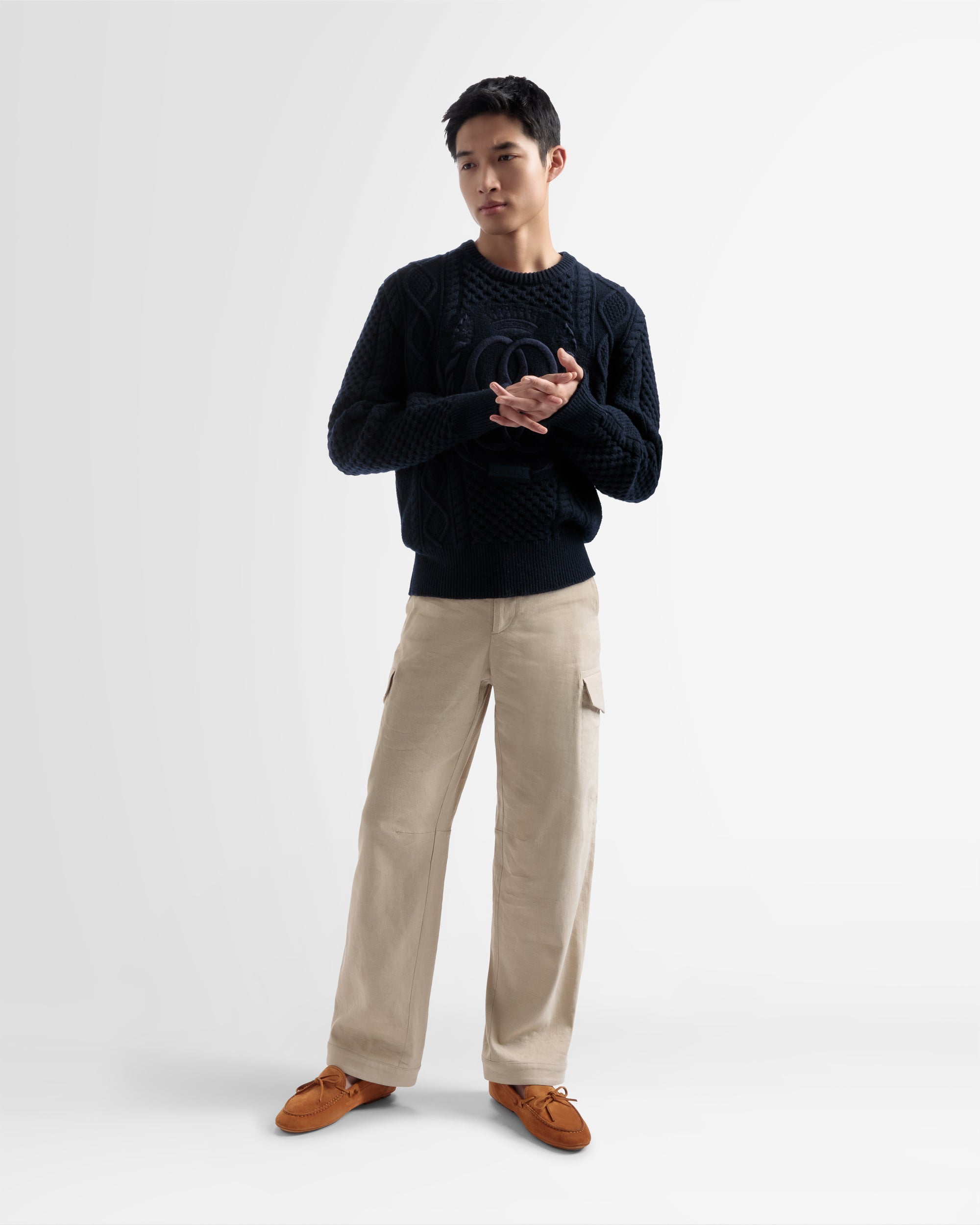 Linen Straight Pants In Beige - Men's - Bally - 02