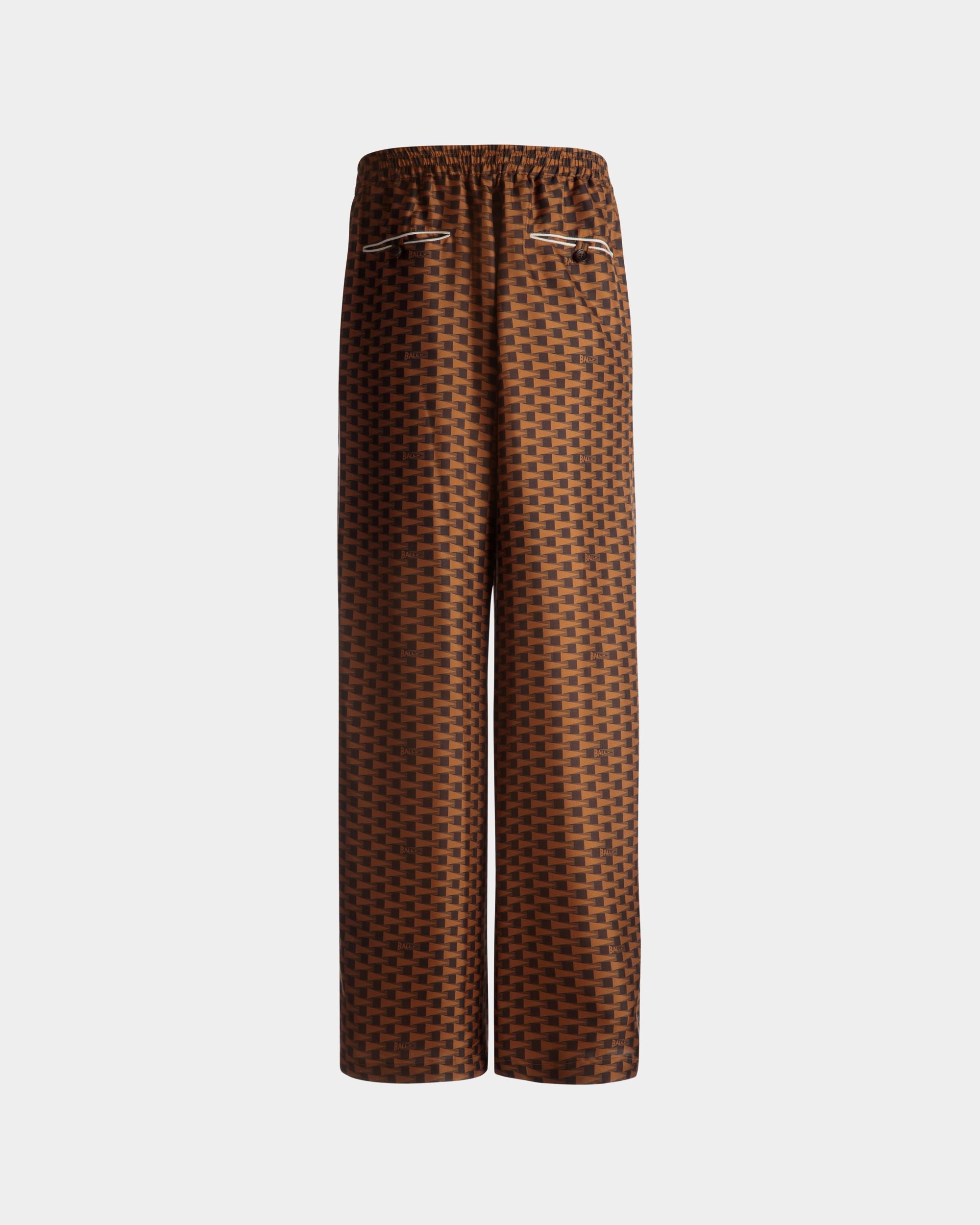 Pennant Print Pants In Brown Silk - Men's - Bally - 07