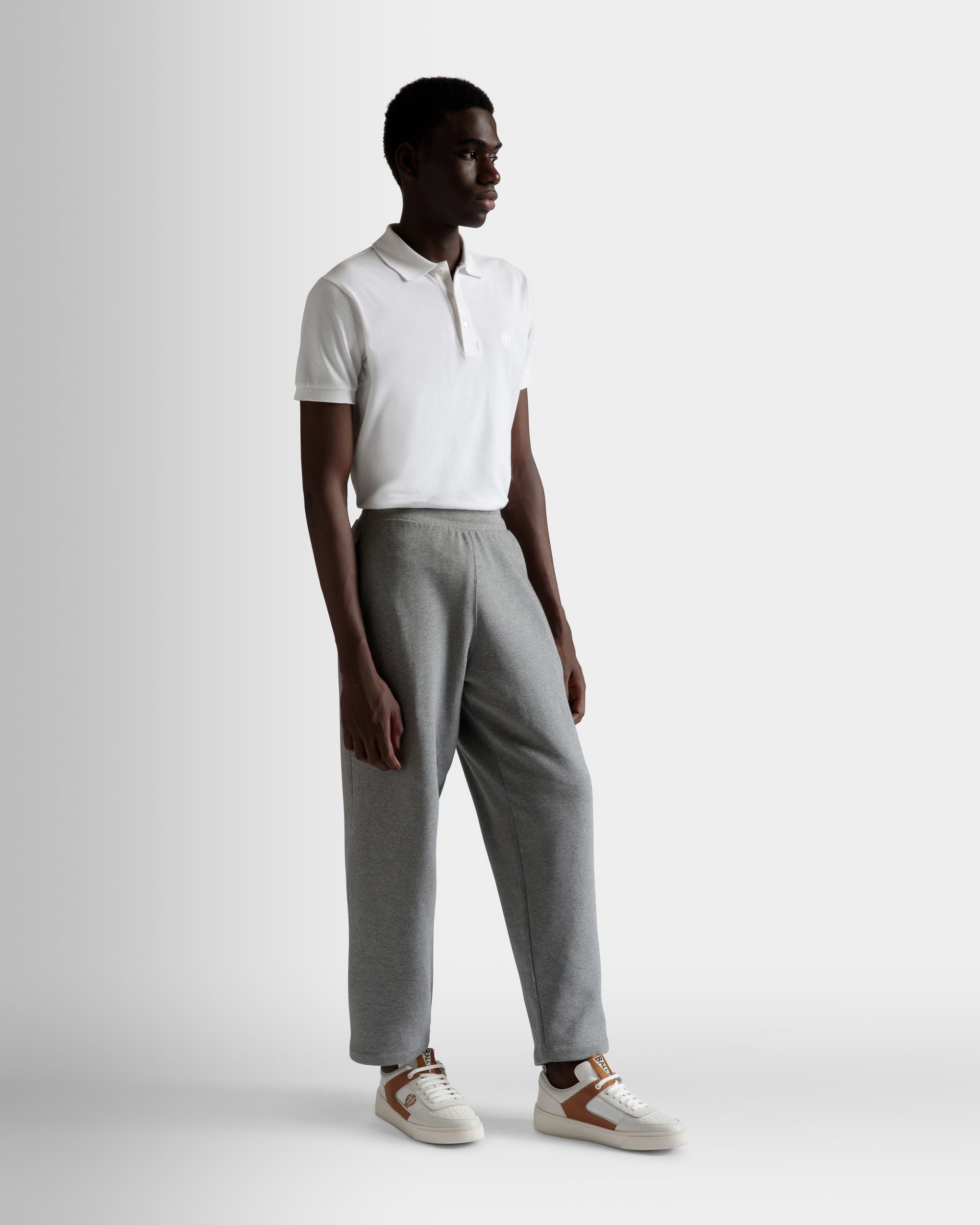 Drawstring Sweatpants In Gray Melange Cotton - Men's - Bally - 02