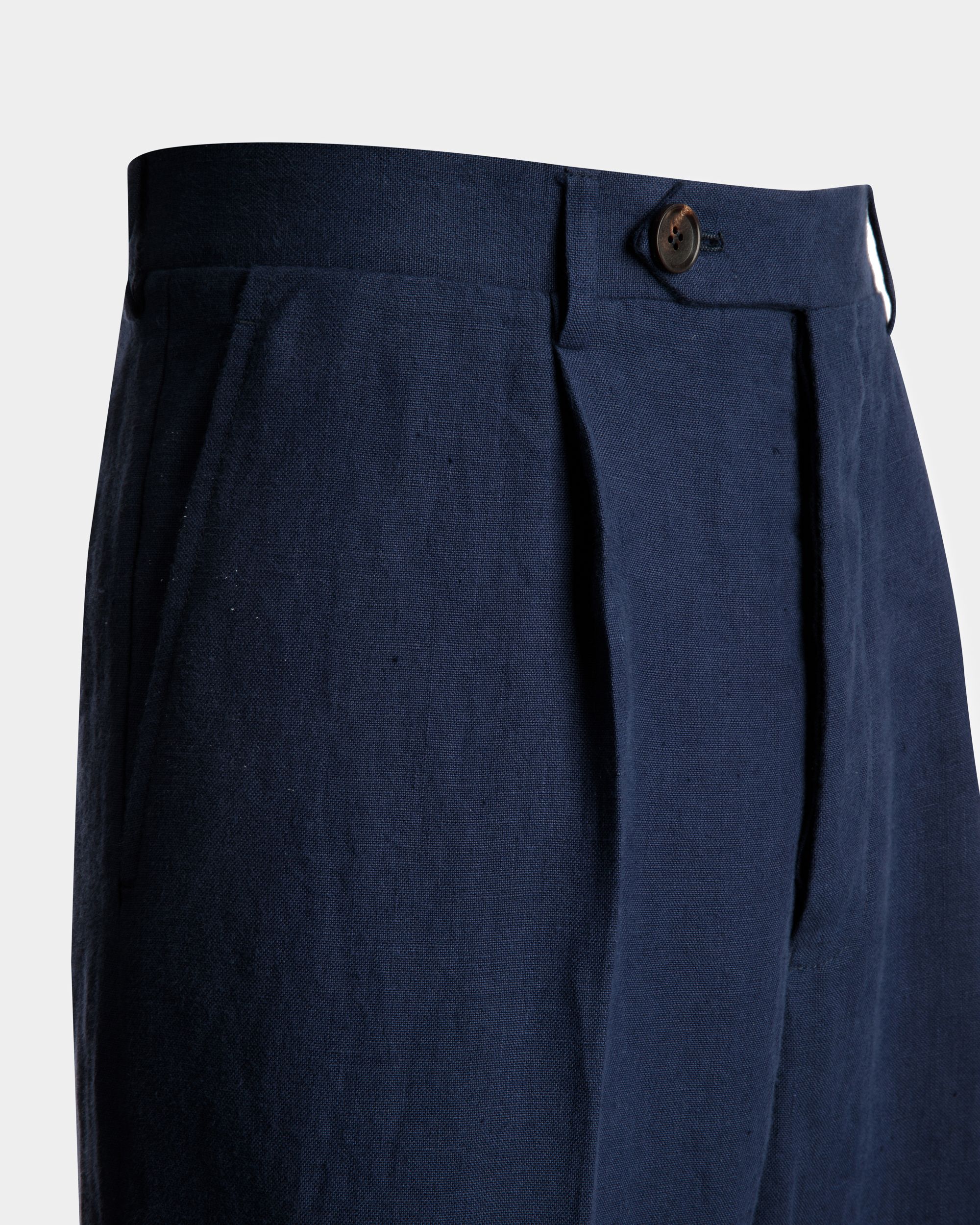 Pants in Navy Blue Linen - Men's - Bally - 02