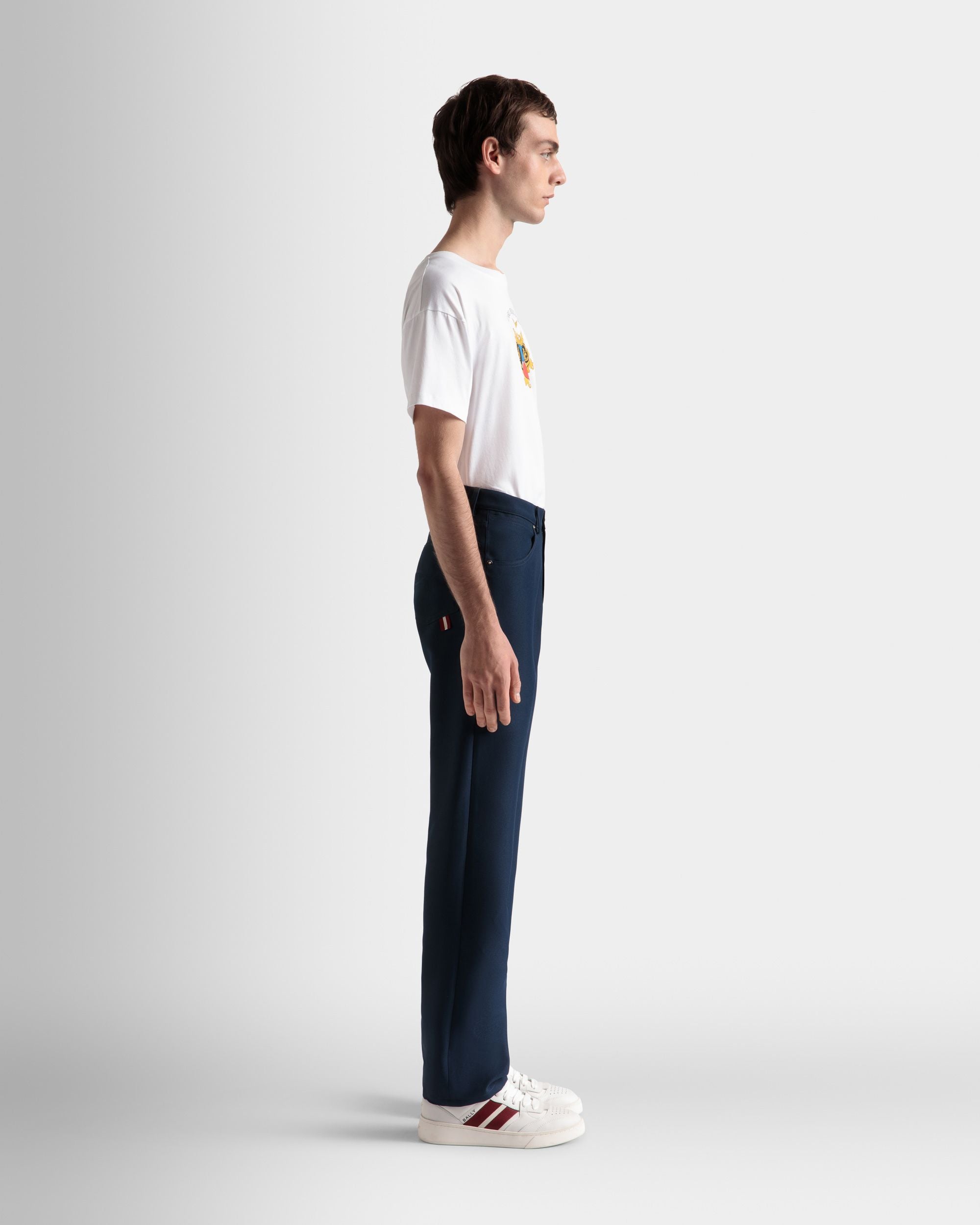 Pants In Dark Blue Synthetic Fabric - Men's - Bally - 05