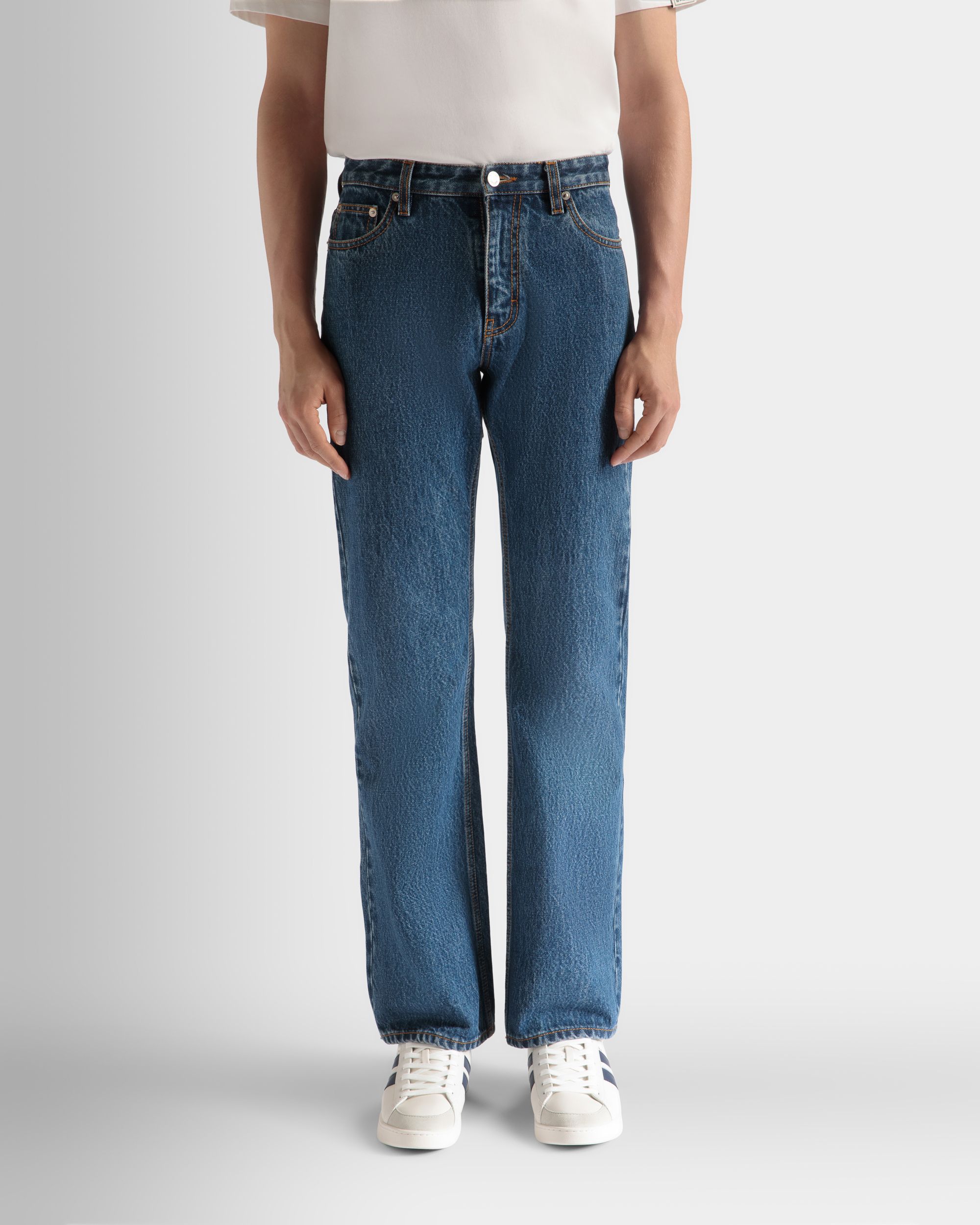 Denim Pants in Medium Blue Cotton - Men's - Bally - 03
