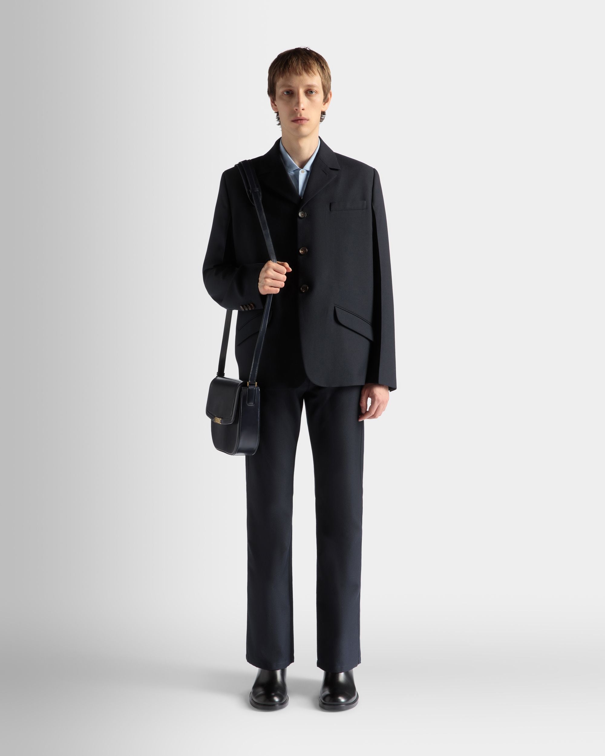 Pants in Navy Blue Wool Blend - Men's - Bally - 02
