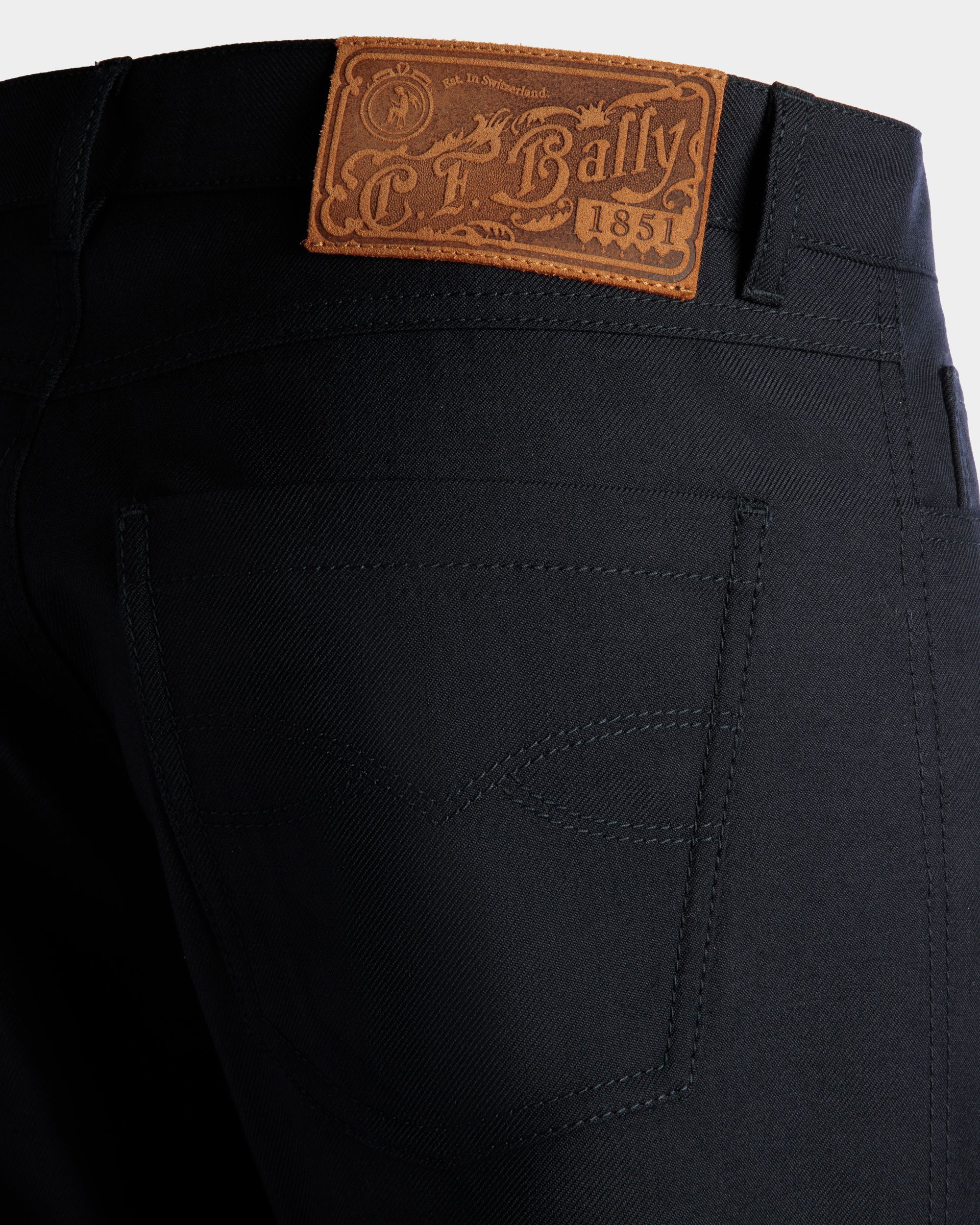 Pants in Navy Blue Wool Blend - Men's - Bally - 04