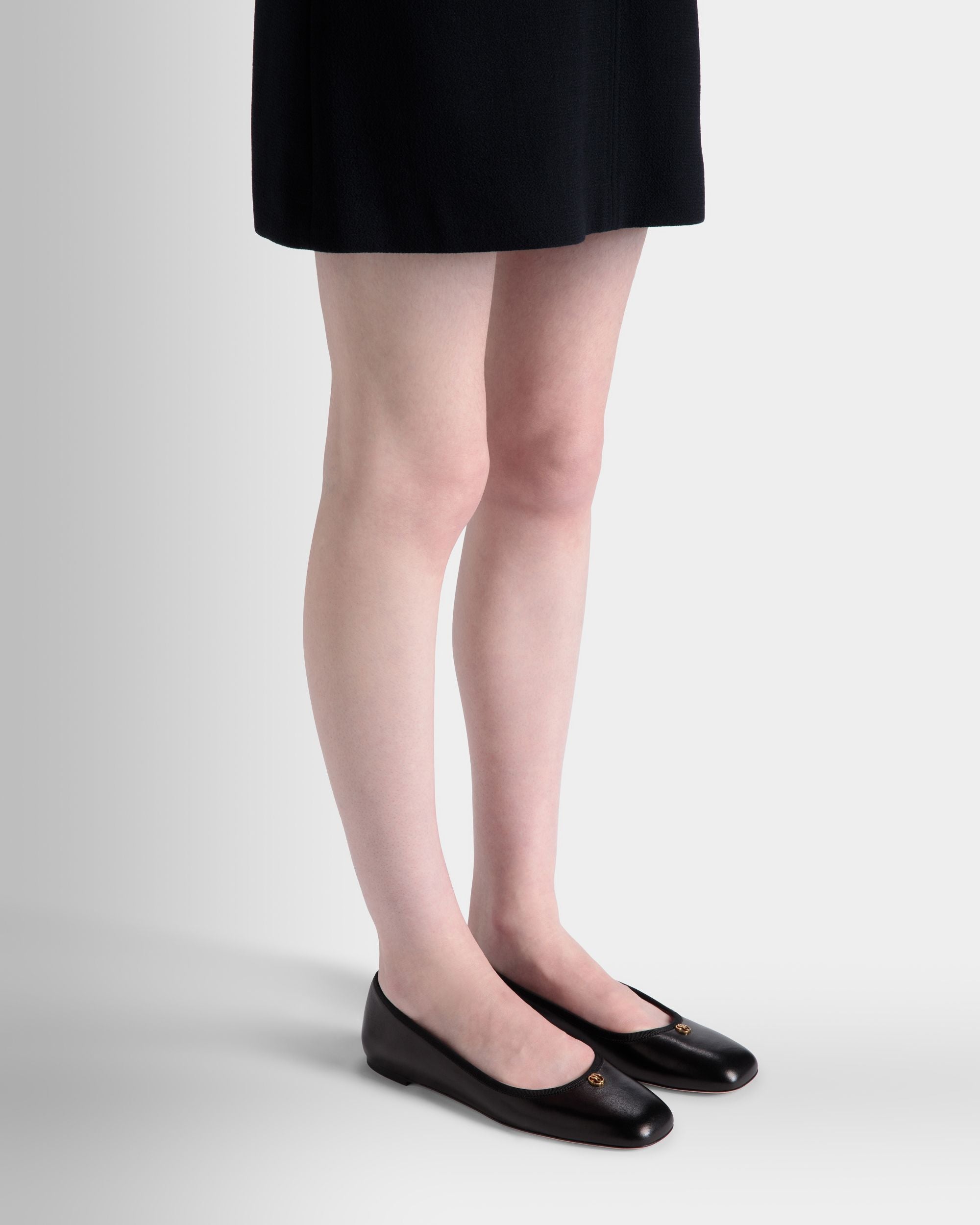 Ballyrina Flat In Black Nappa Leather - Women's - Bally - 02