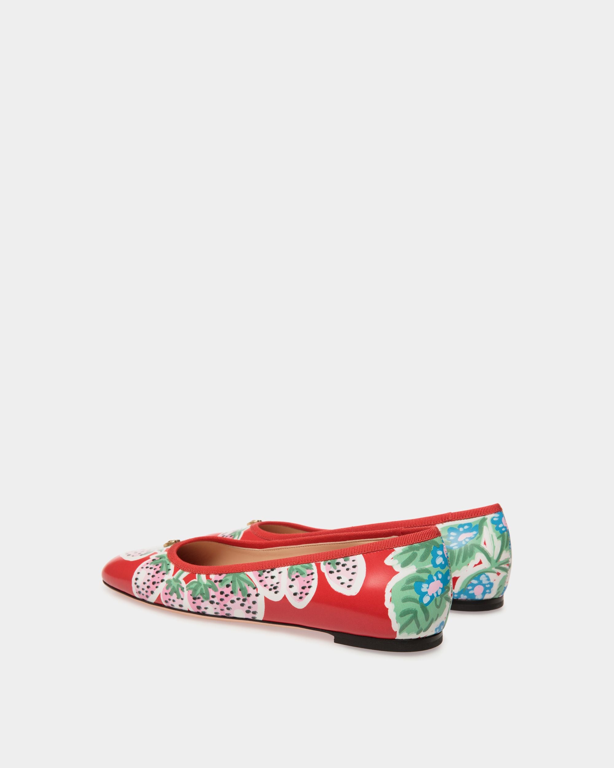 Ballyrina Flat in Strawberry Print Brushed Leather - Women's - Bally - 04