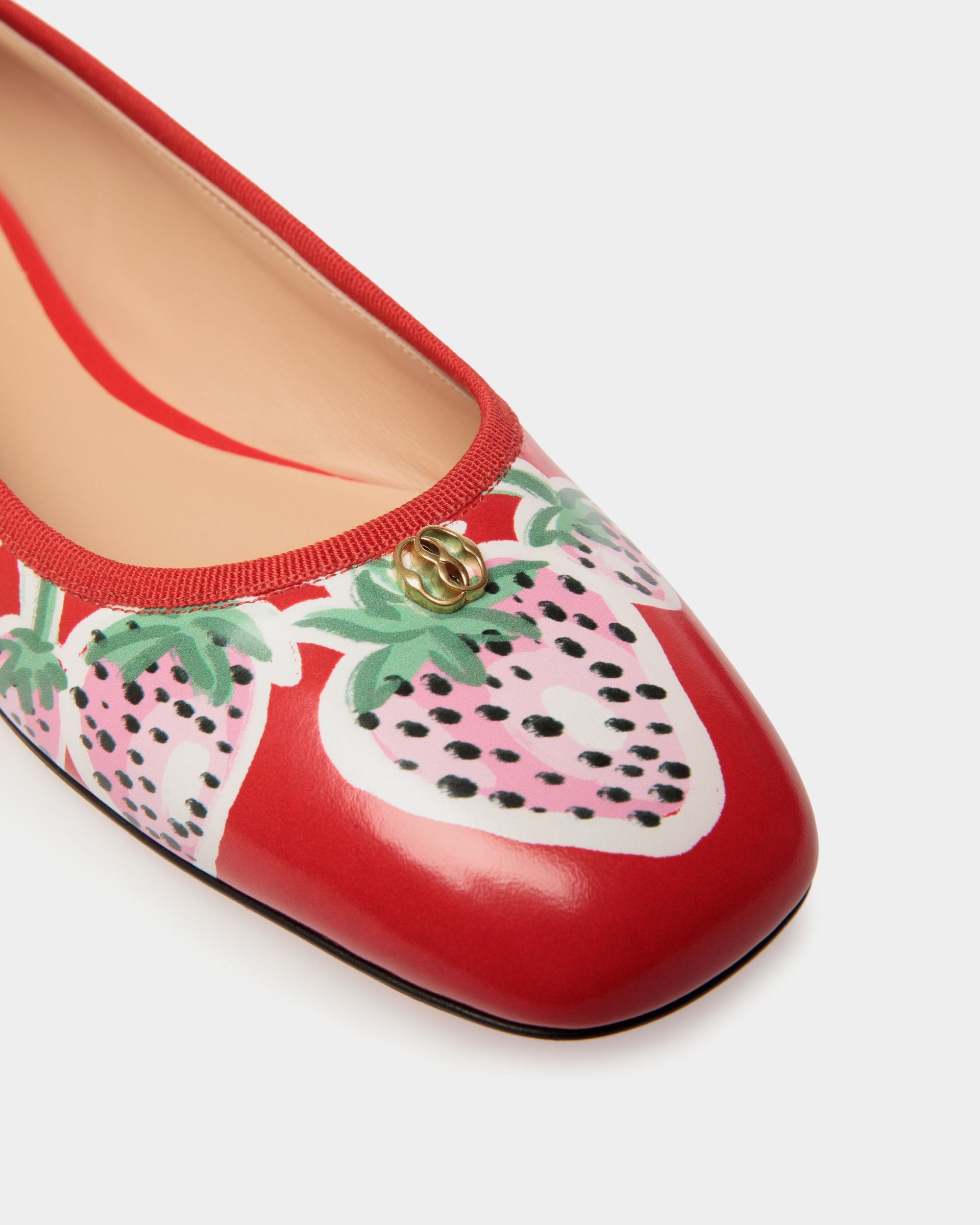 Ballyrina Flat in Strawberry Print Brushed Leather - Women's - Bally - 06
