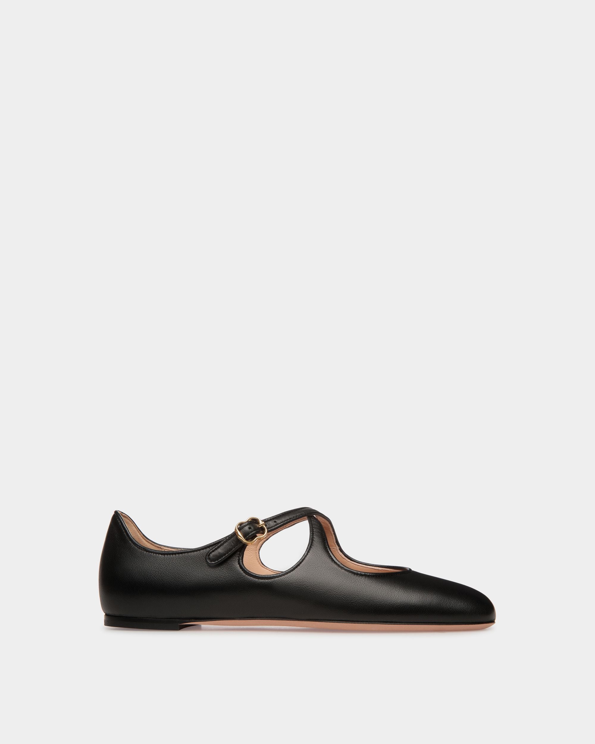 Ballyrina Flat in Black Nappa Leather - Women's - Bally - 01