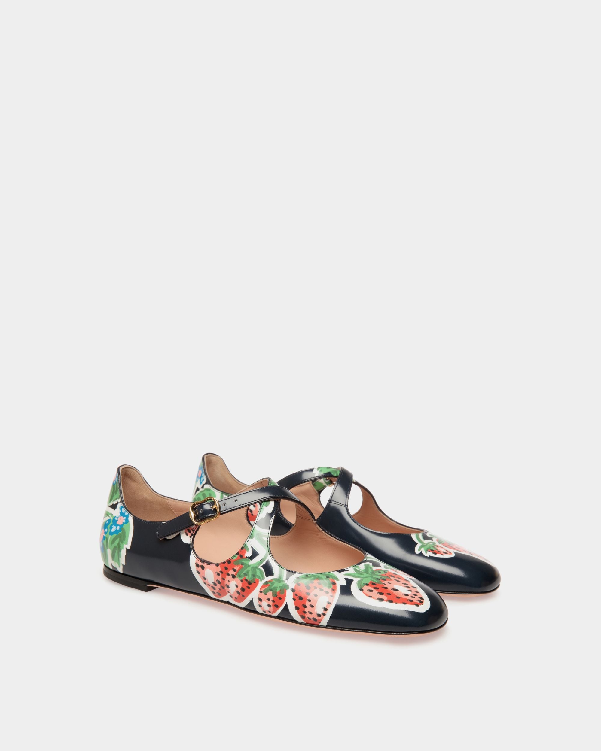 Ballyrina Flat in Strawberry Print Brushed Leather - Women's - Bally - 03