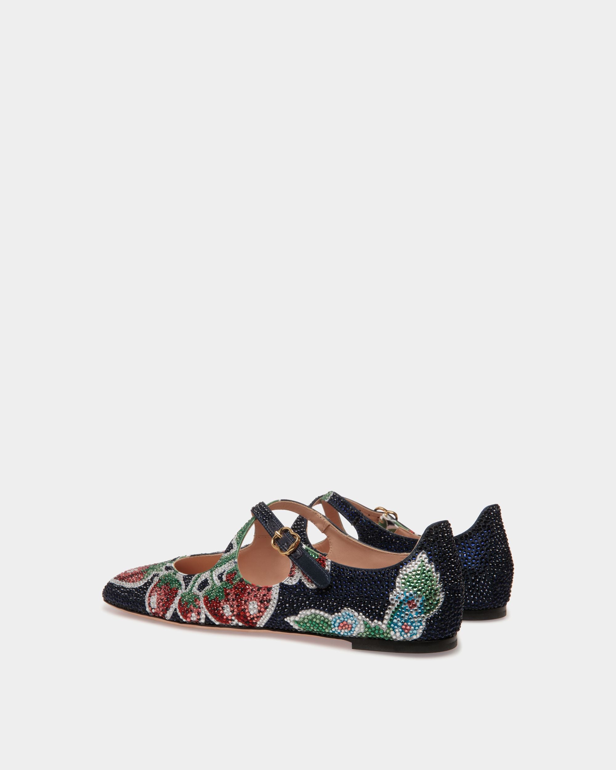 Ballyrina Flat in Strawberry Print Fabric with Crystals - Women's - Bally - 04