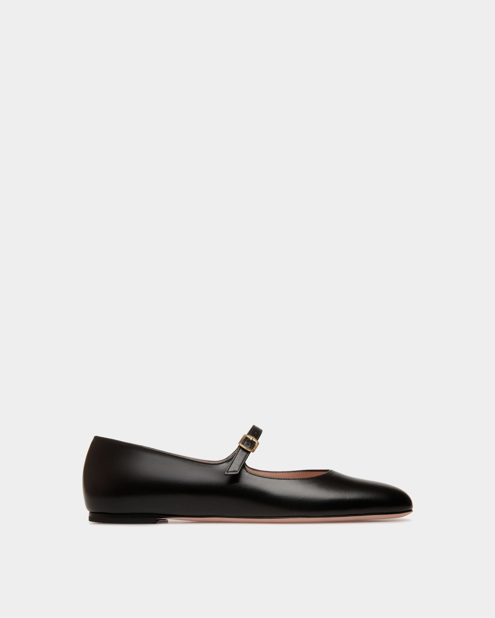 Ballyrina Flat in Black Leather - Women's - Bally - 01