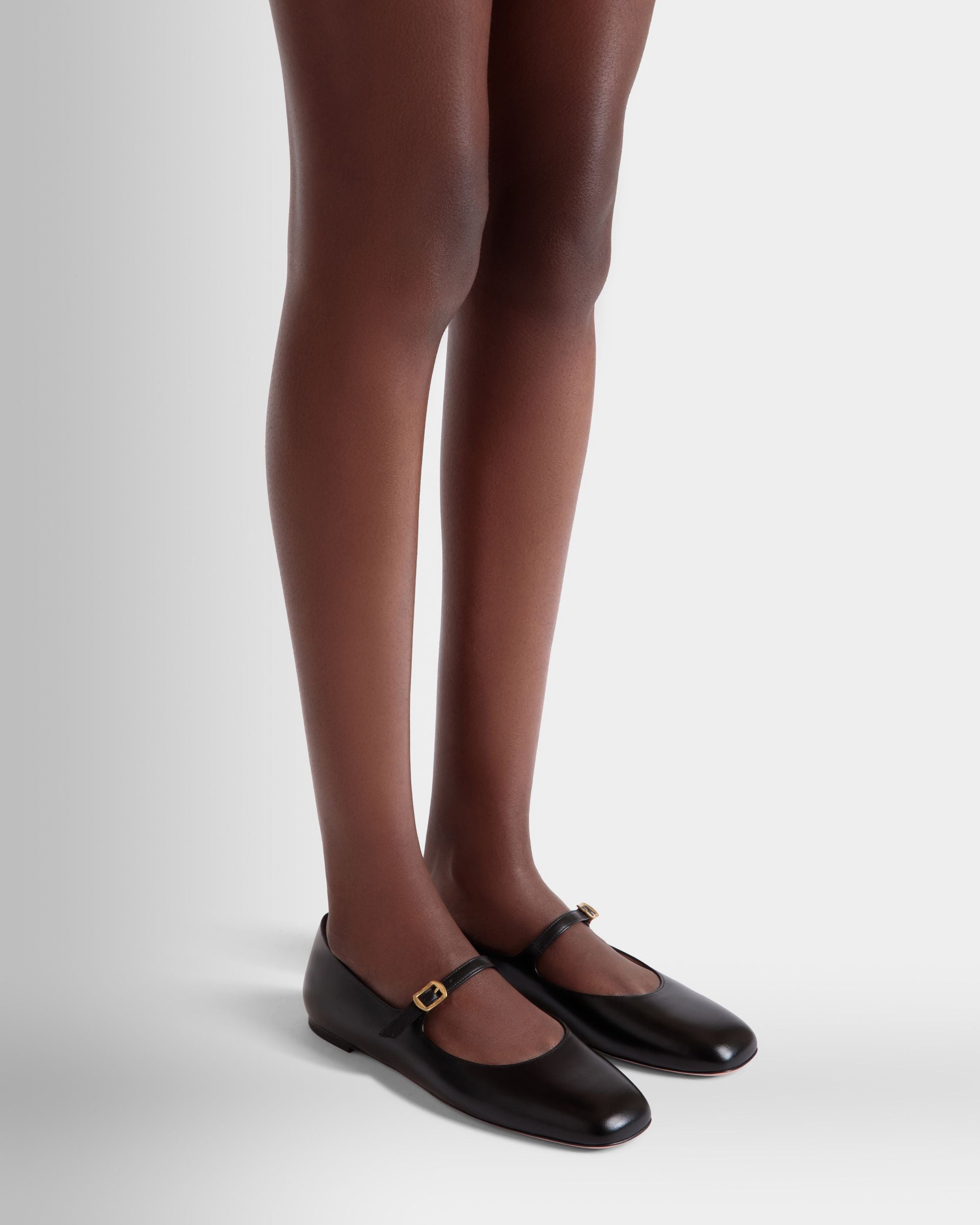Ballyrina Flat in Black Leather - Women's - Bally - 02