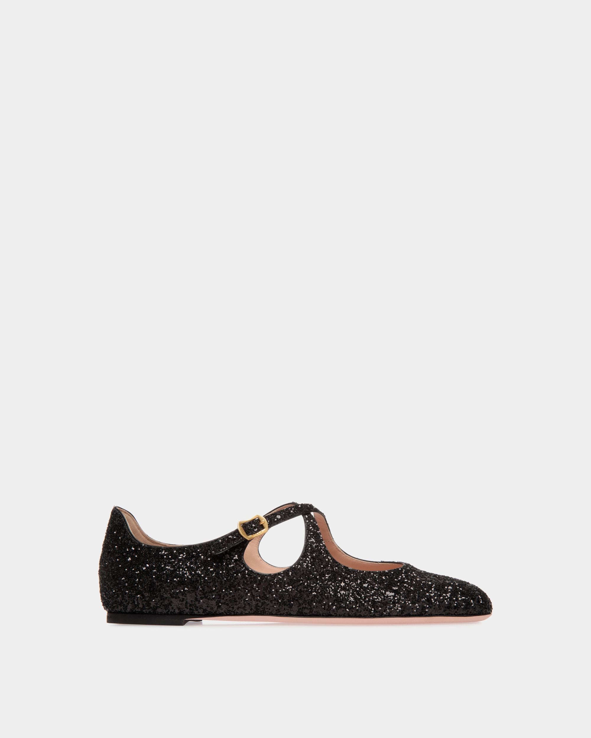 Ballyrina Flat in Black Glitter - Women's - Bally - 01