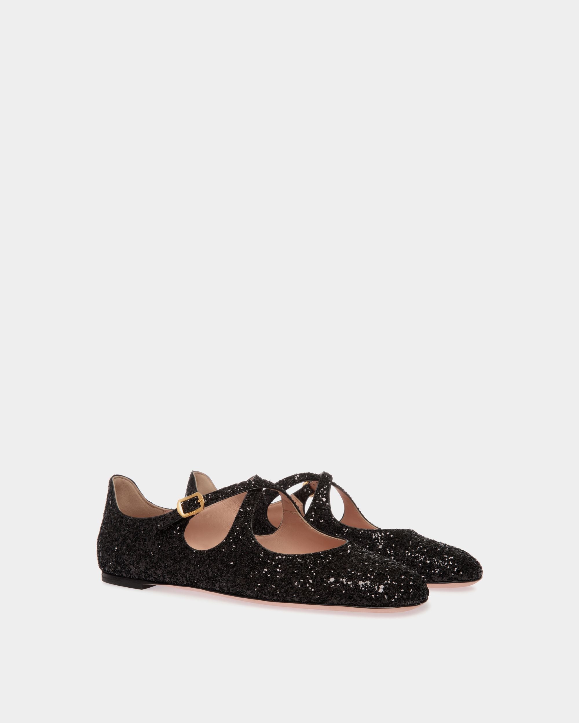 Ballyrina Flat in Black Glitter - Women's - Bally - 02