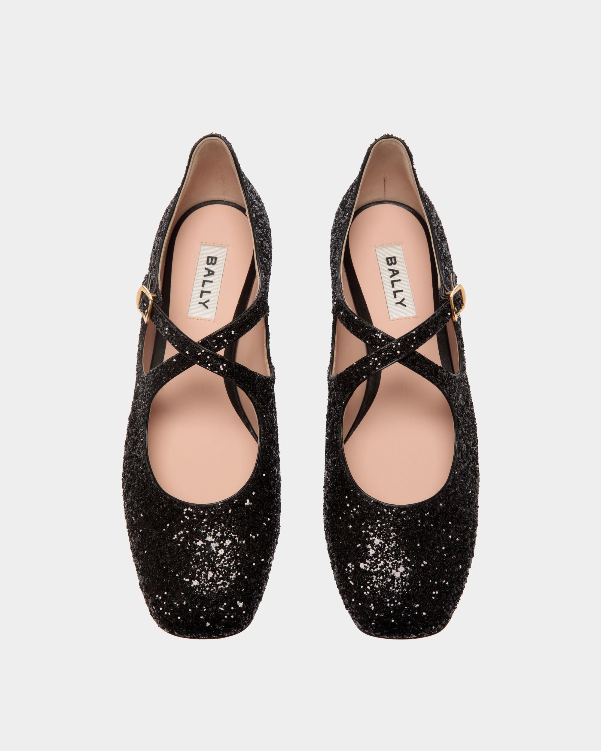 Ballyrina Flat in Black Glitter - Women's - Bally - 04