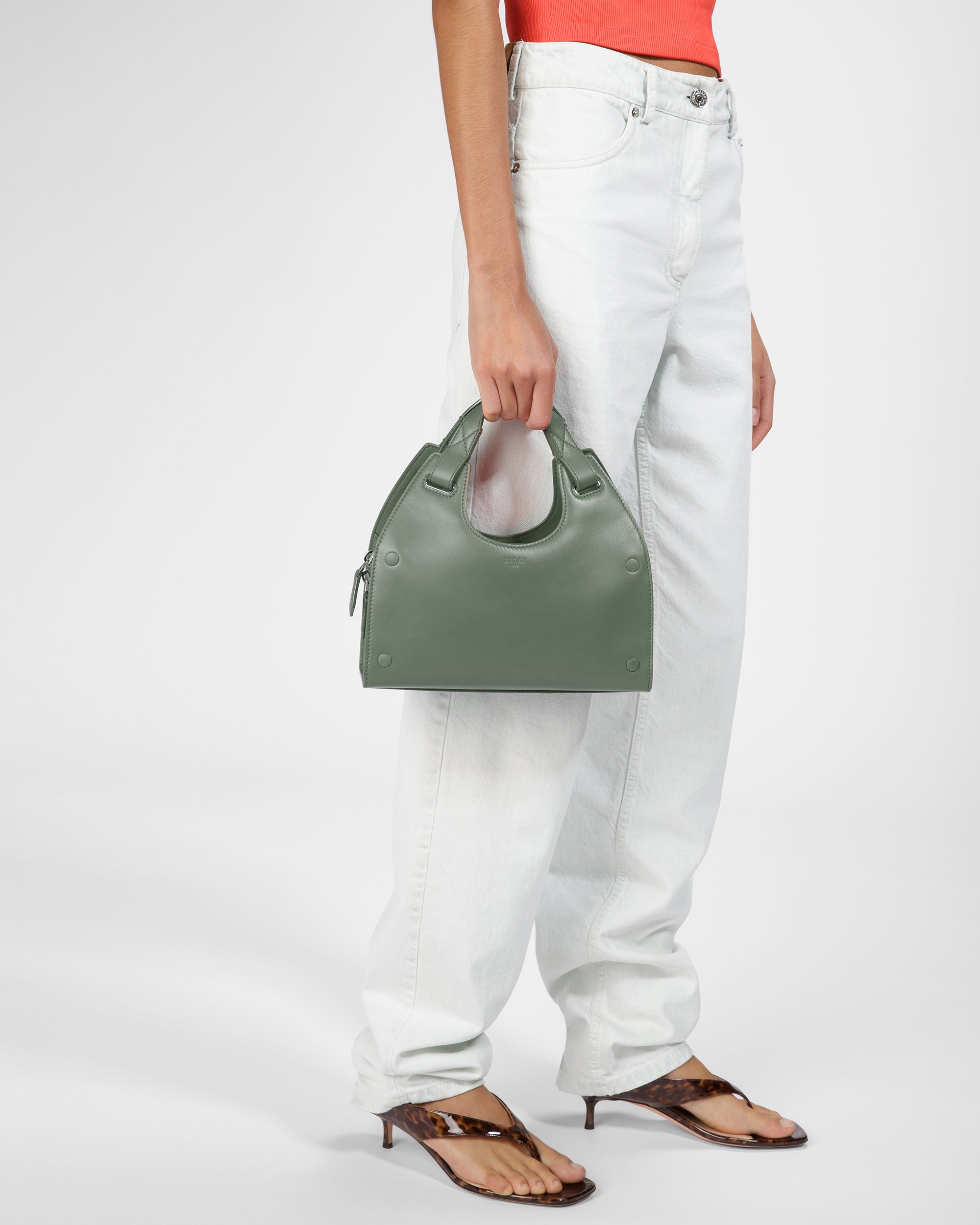 Ahres Small Leather Shoulder Bag In Sage - Women's - Bally - 03