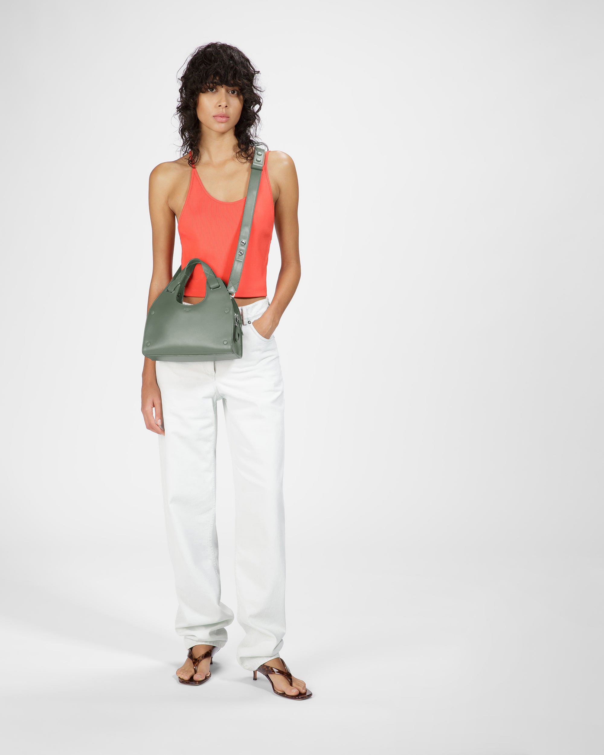 Ahres Small Leather Shoulder Bag In Sage - Women's - Bally - 06