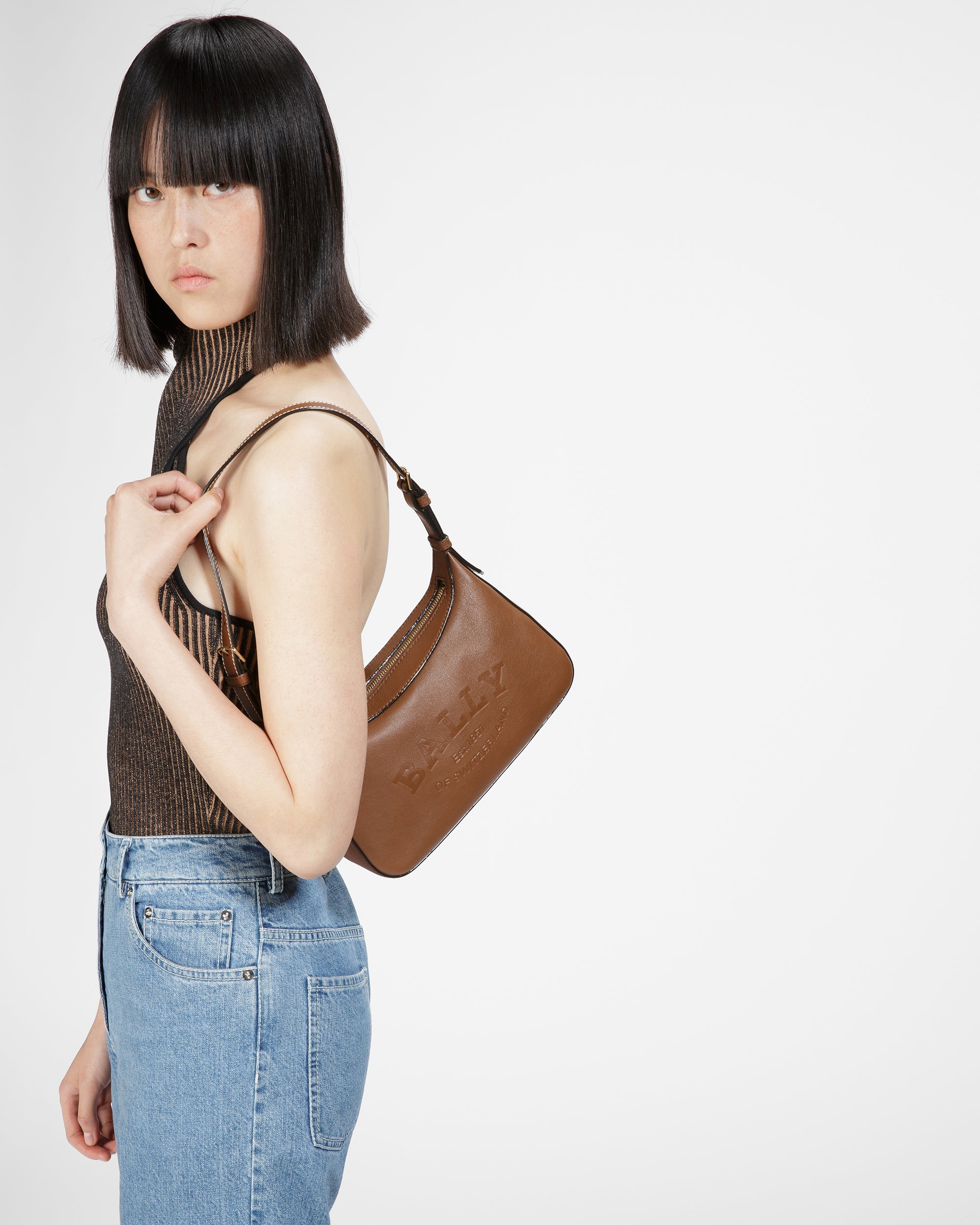 Coralye Leather Crossbody Bag In Brown - Women's - Bally - 02