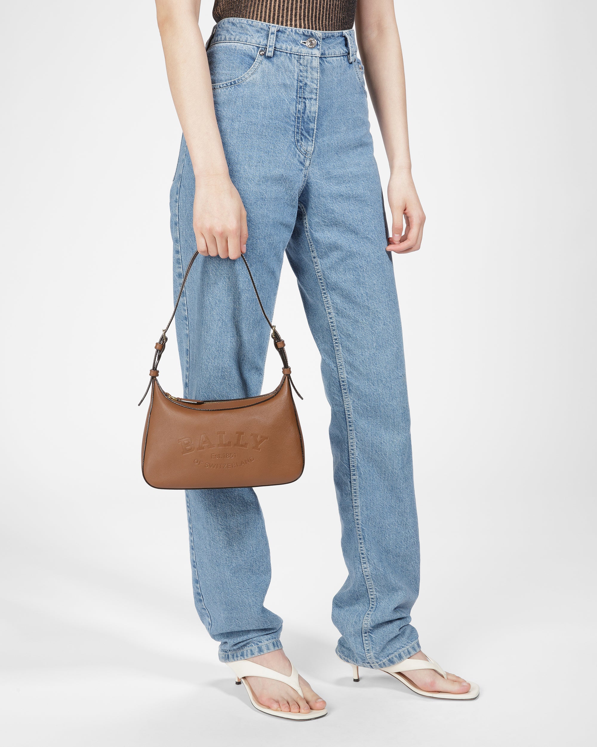 Coralye Leather Crossbody Bag In Brown - Women's - Bally - 08