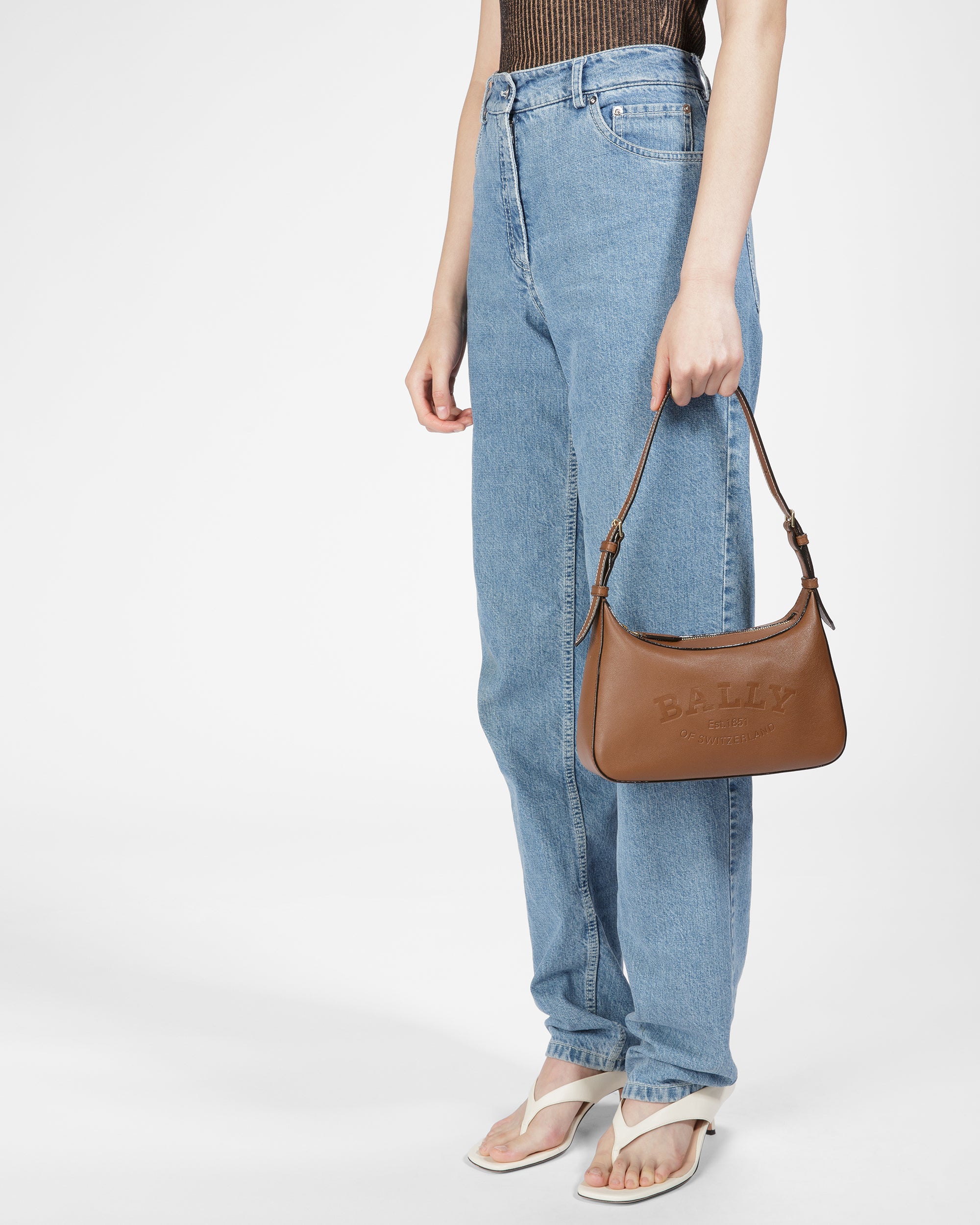 Coralye Leather Crossbody Bag In Brown - Women's - Bally - 10