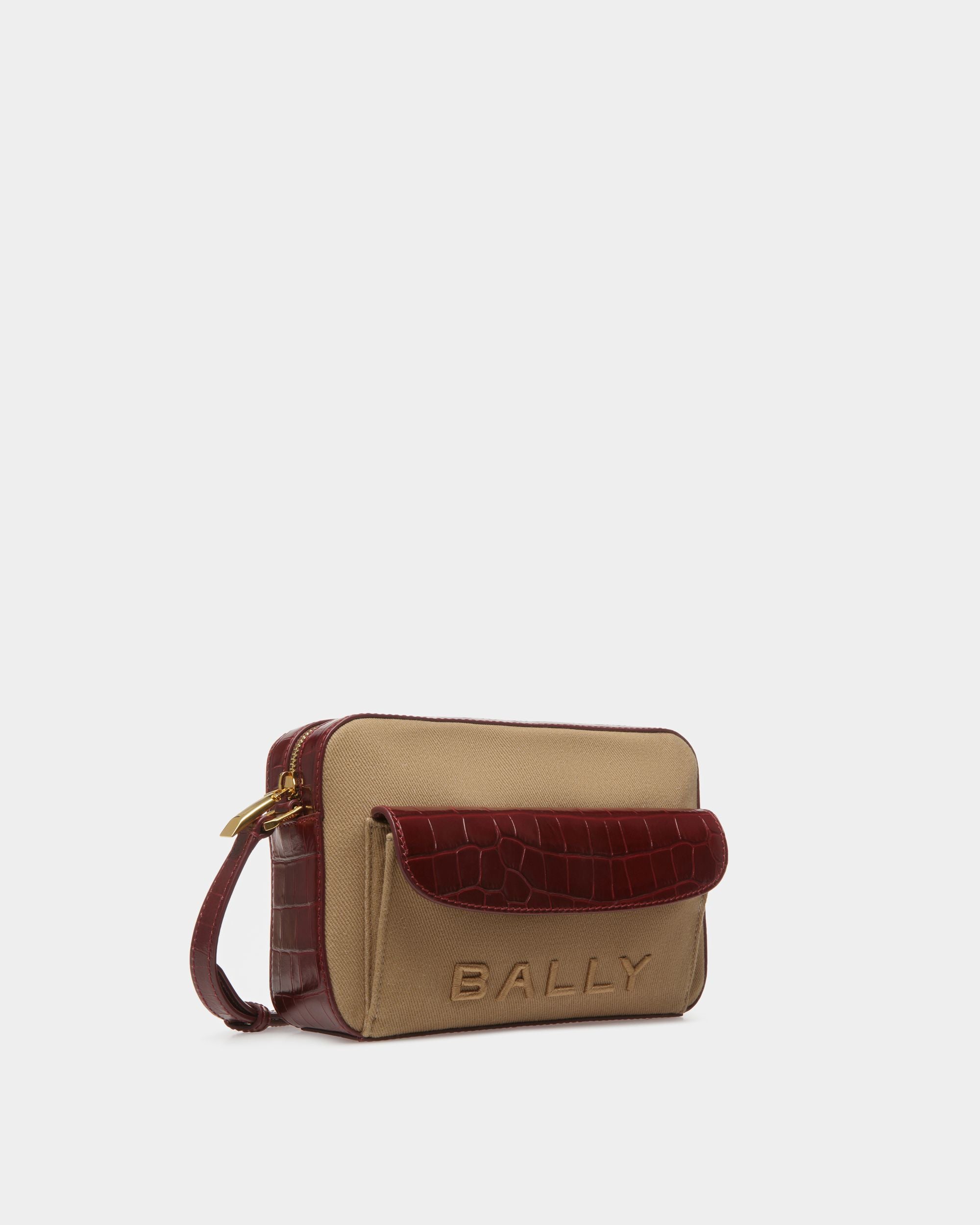 Bar Crossbody Bag In Sand And Burgundy Fabric - Women's - Bally - 04