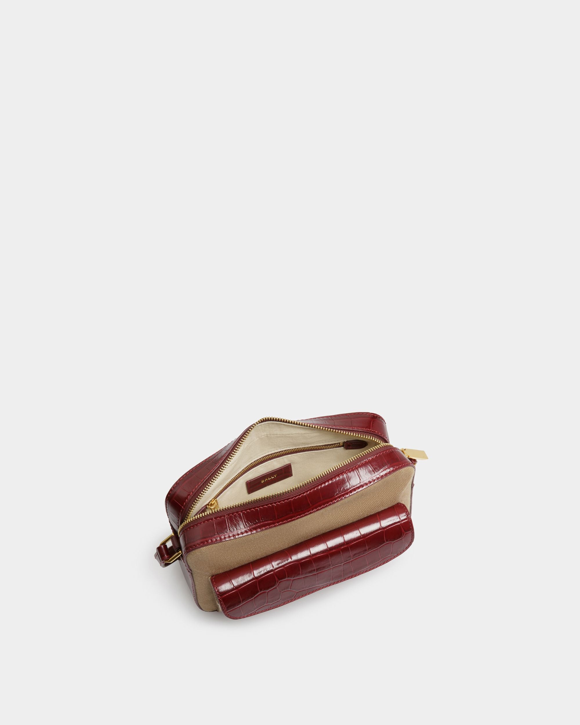Bar Crossbody Bag In Sand And Burgundy Fabric - Women's - Bally - 05