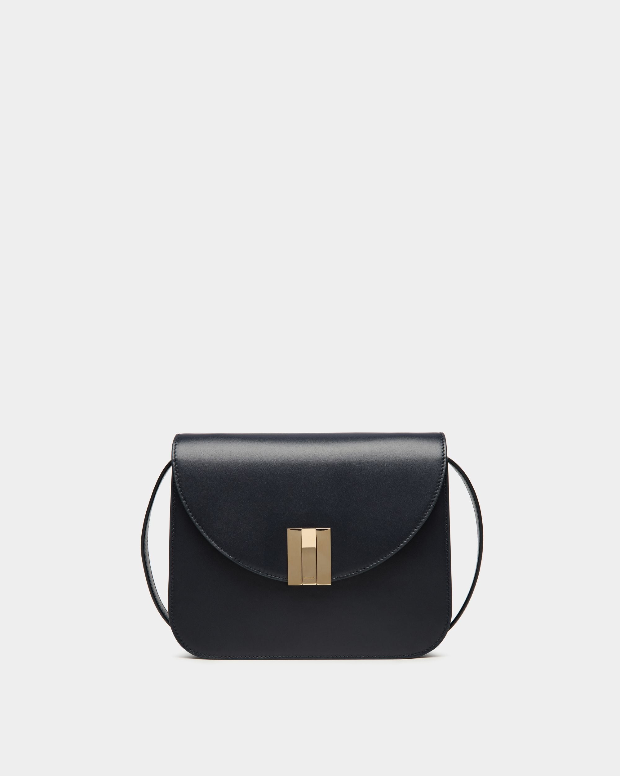 Ollam Crossbody Bag in Navy Blue Leather - Women's - Bally - 01