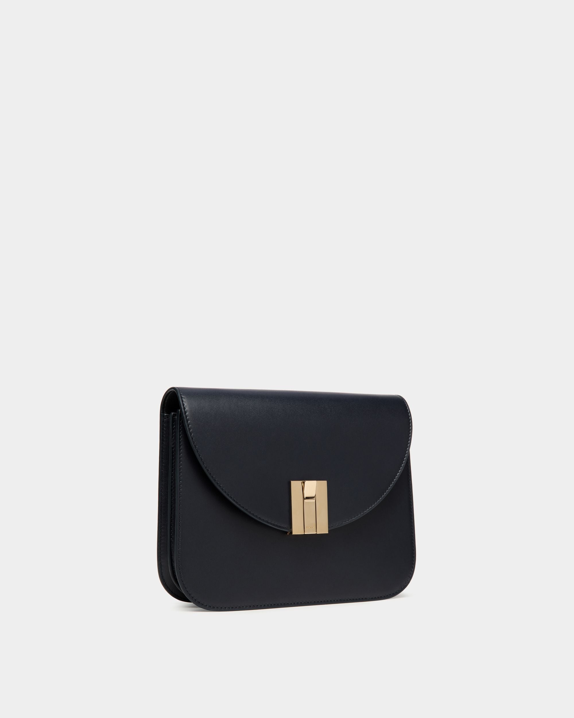 Ollam Crossbody Bag in Navy Blue Leather - Women's - Bally - 03
