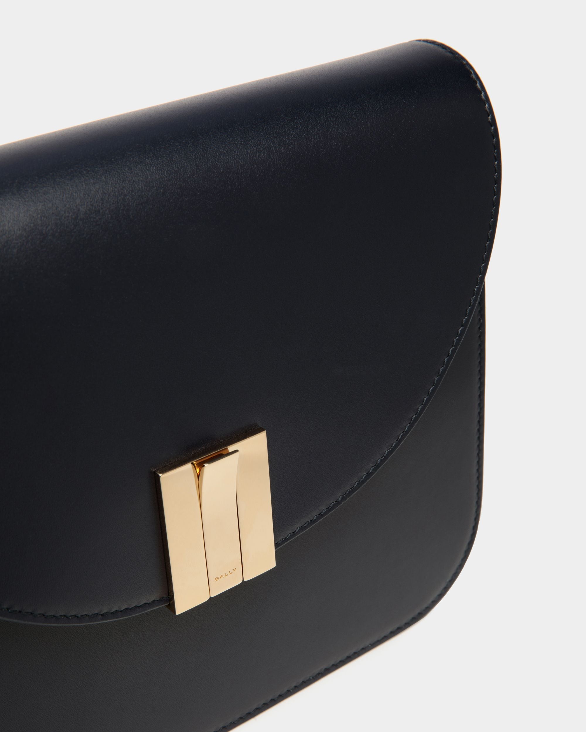 Ollam Crossbody Bag in Navy Blue Leather - Women's - Bally - 04