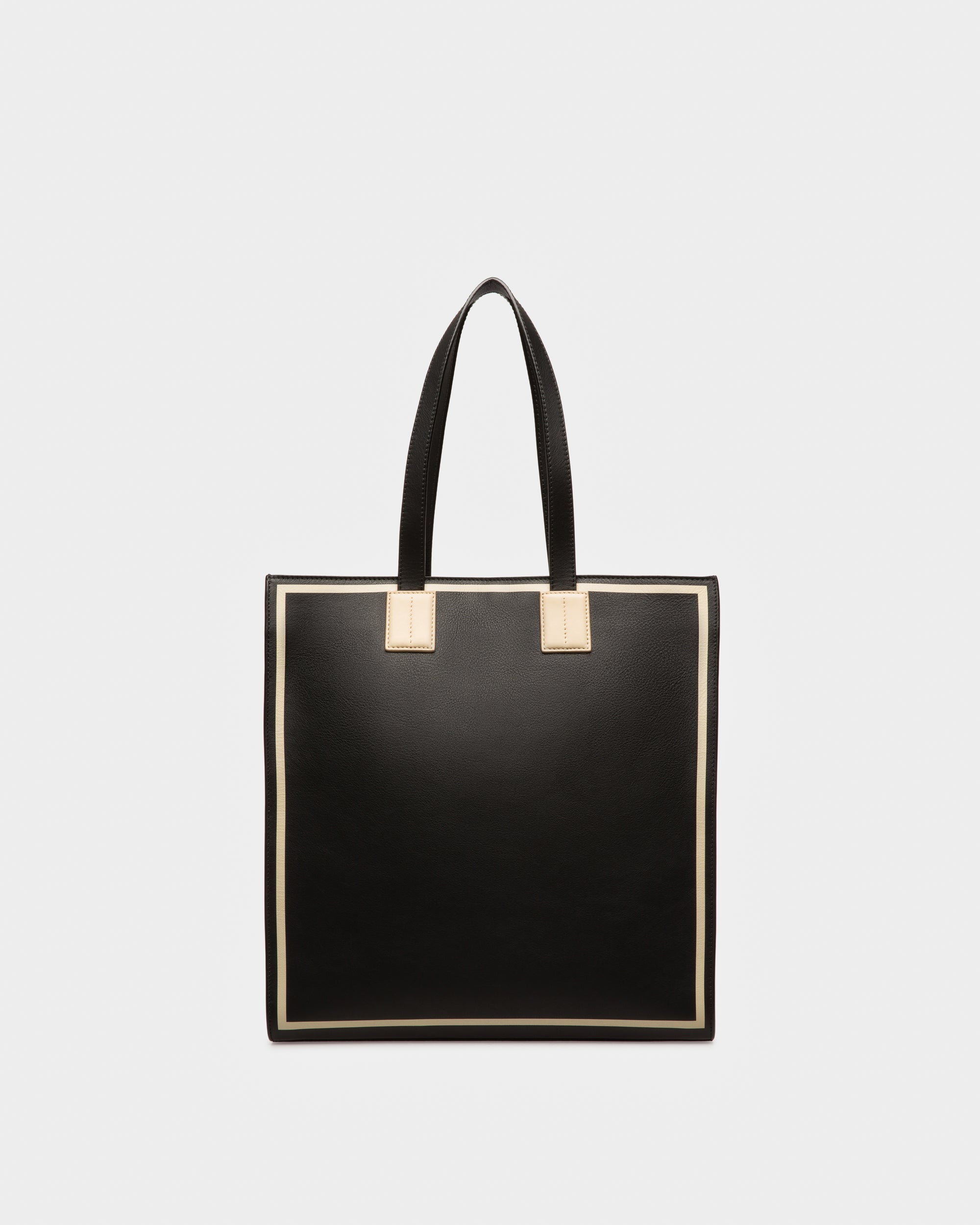 Crystalia Leather Tote In Black & Light Beige - Women's - Bally - 02