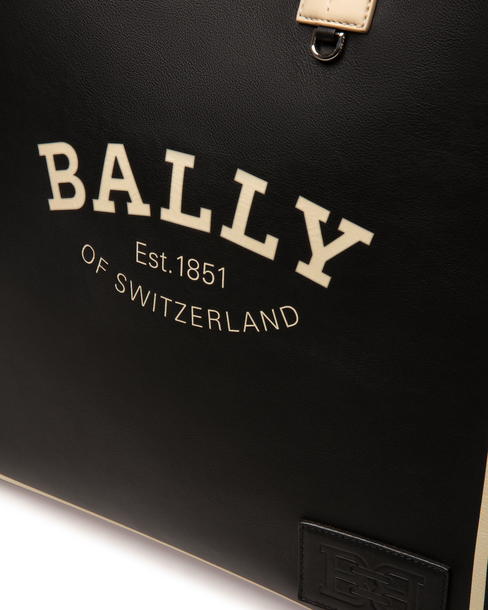 Crystalia Leather Tote In Black & Light Beige - Women's - Bally - 04