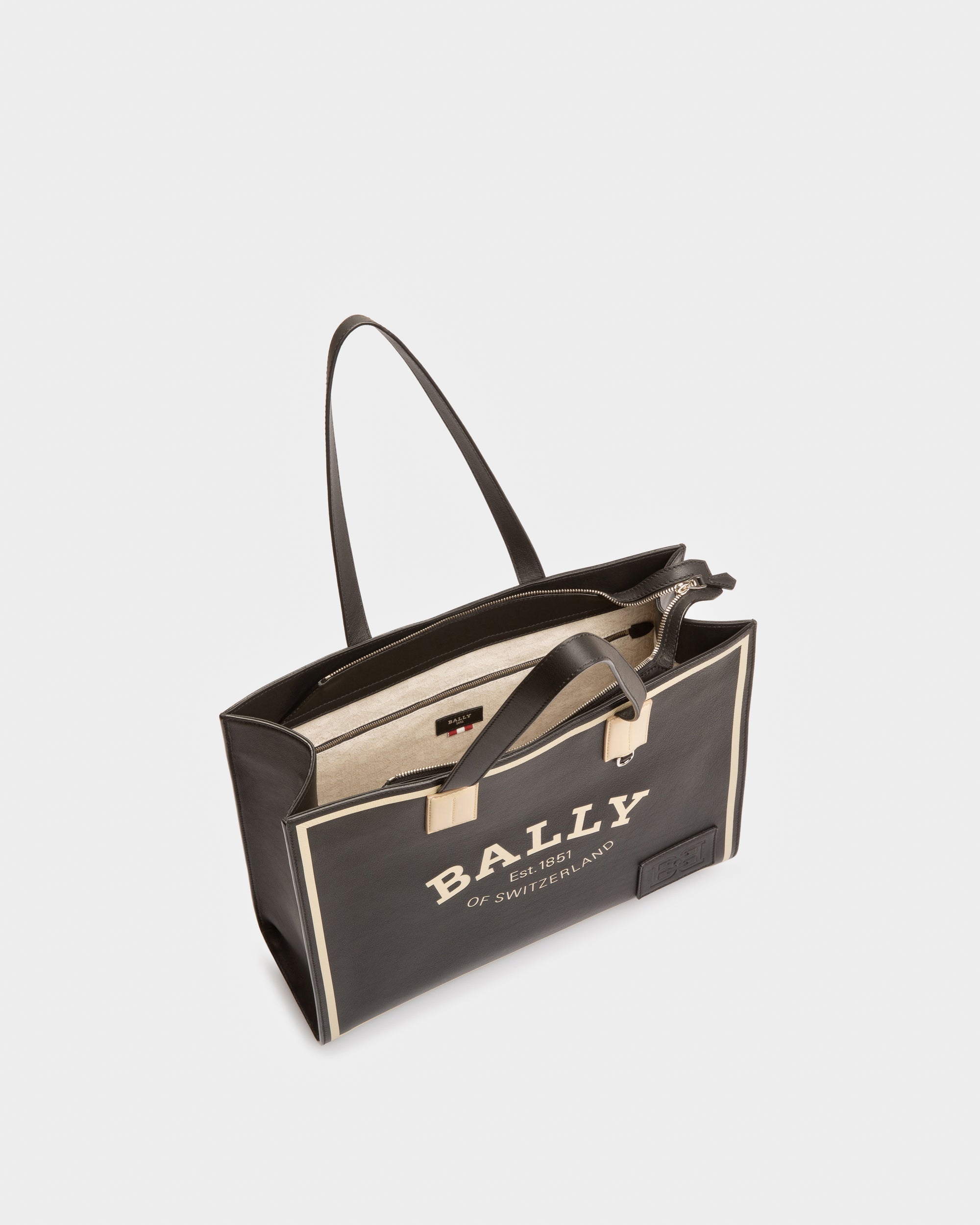 Crystalia Leather Tote In Black - Women's - Bally - 04
