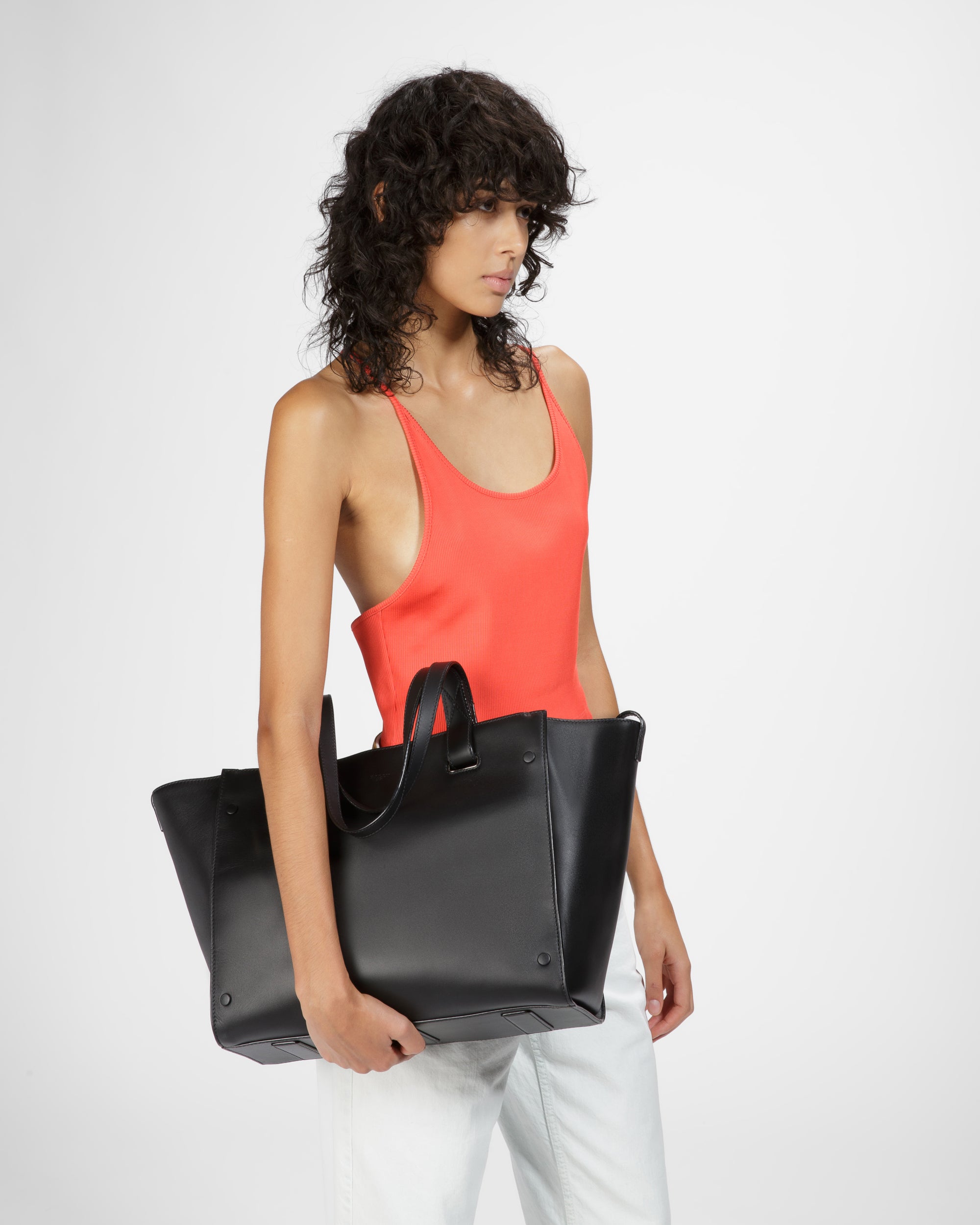 Arystea Leather Tote In Black - Women's - Bally - 08
