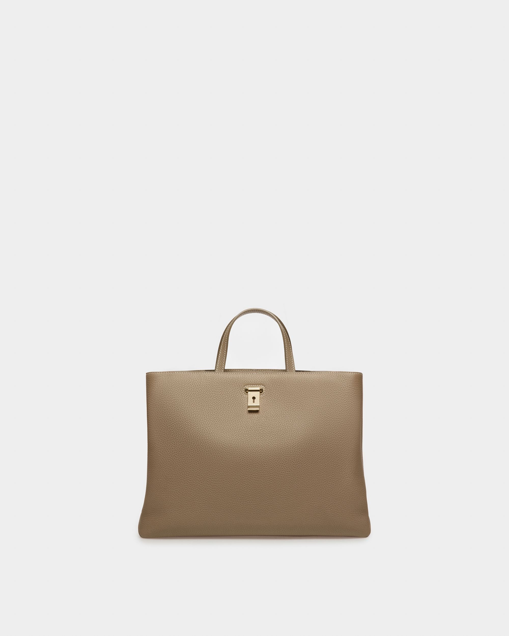 Lock Me Tote Bag In Light Brown Leather - Women's - Bally - 04