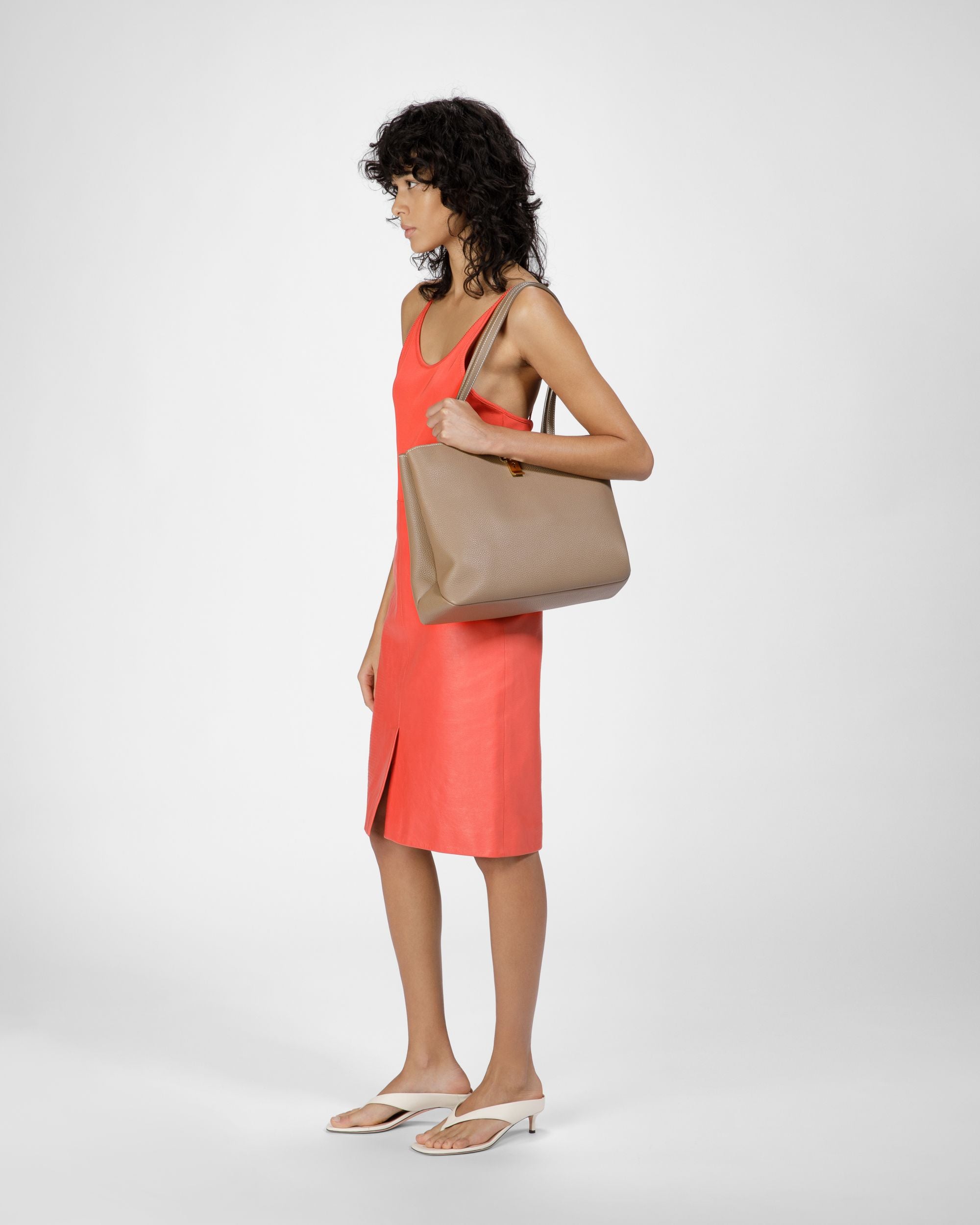Lock Me Tote Bag In Light Brown Leather - Women's - Bally - 08