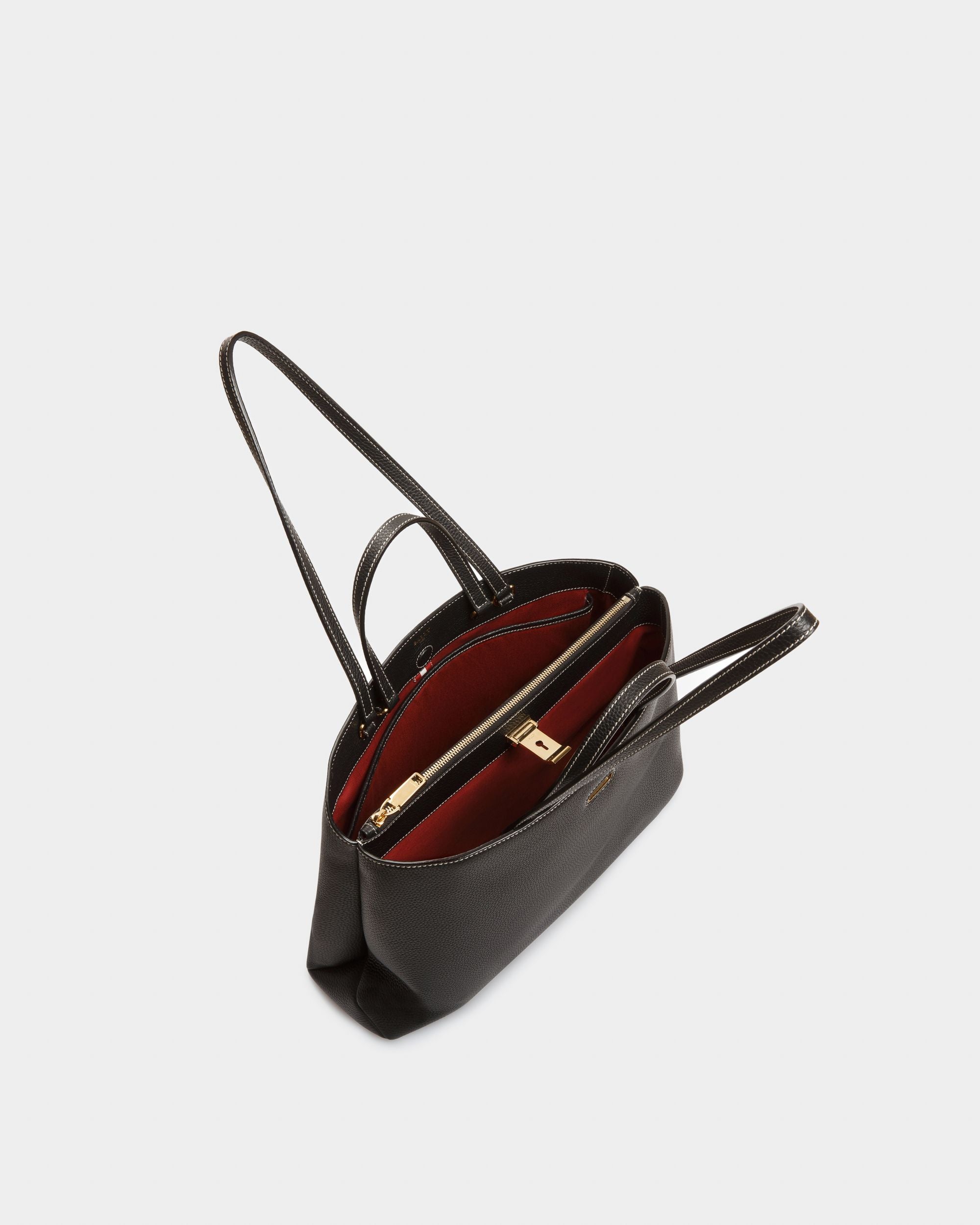 Lock Me Tote Bag In Black Leather - Women's - Bally - 04