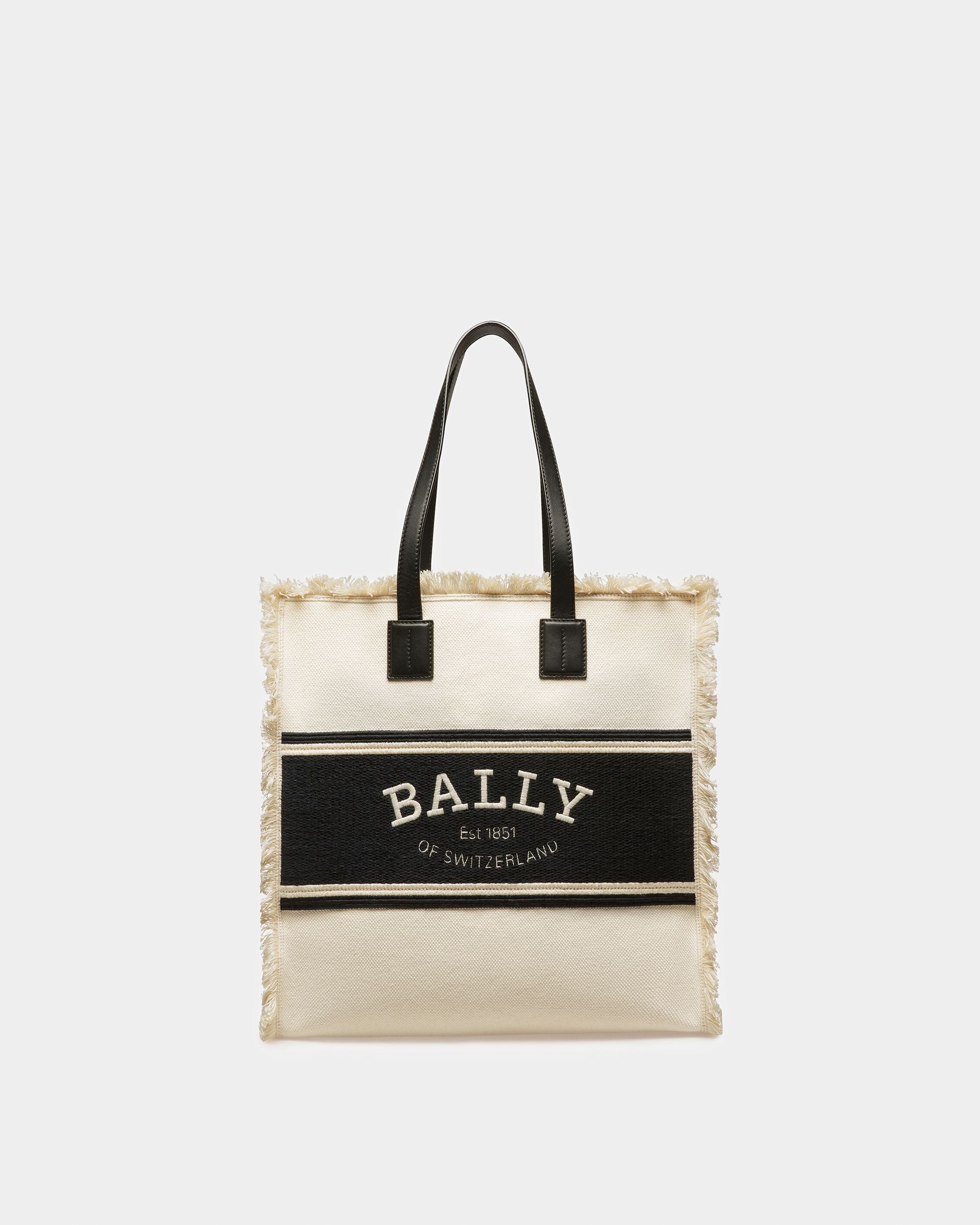 Crystalia Canvas Tote In Natural And Black - Women's - Bally - 01