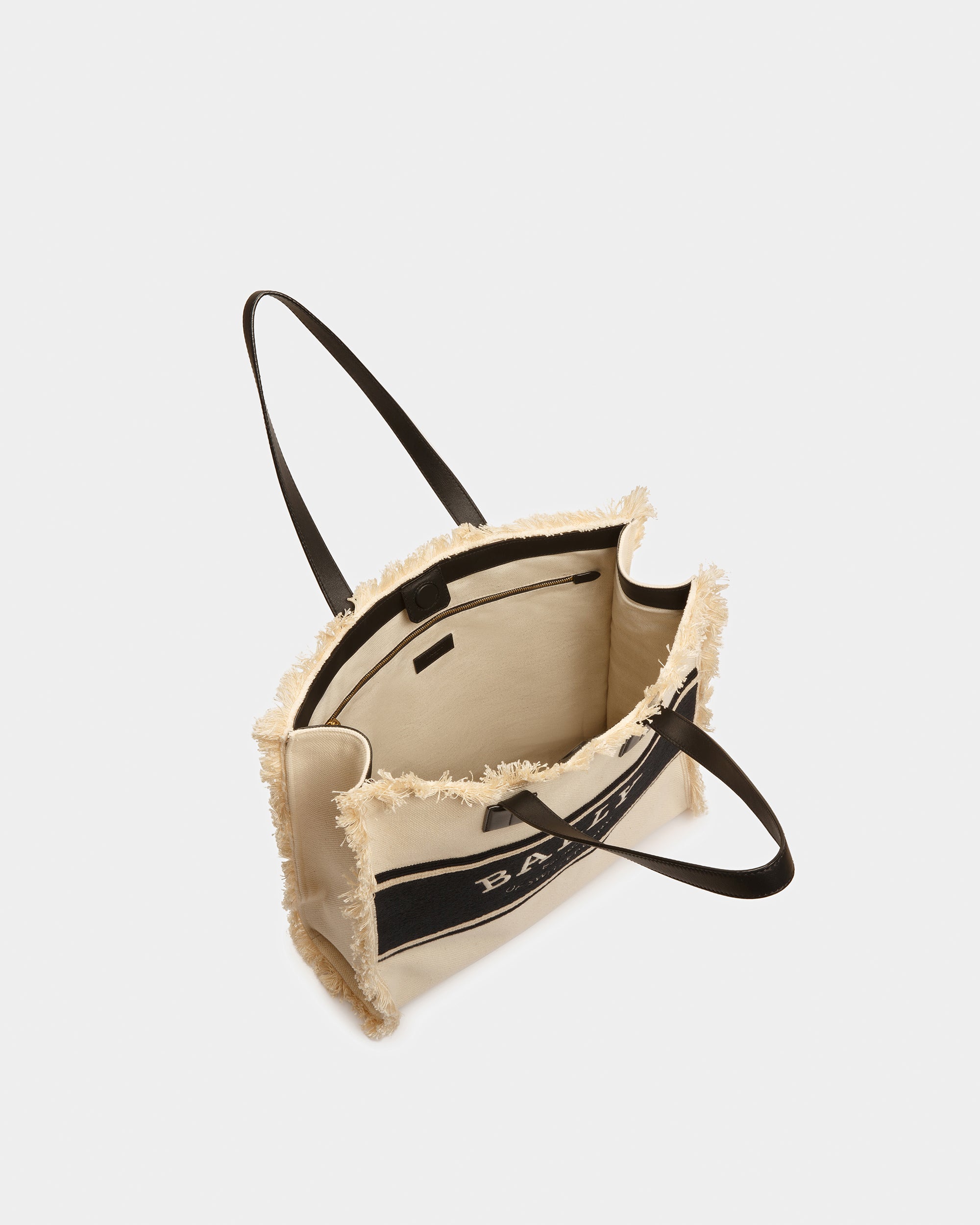 Crystalia Canvas Tote In Natural And Black - Women's - Bally - 03