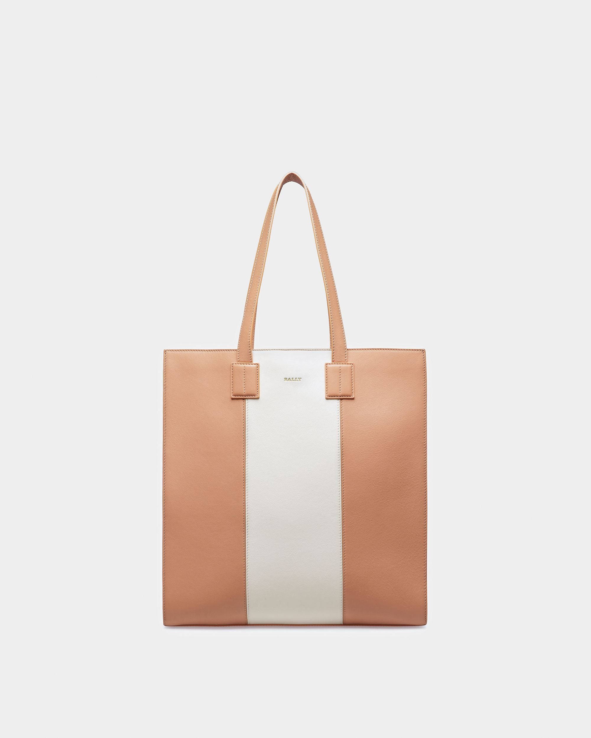 Crystalia Leather Tote In Peach And Bone - Women's - Bally - 01