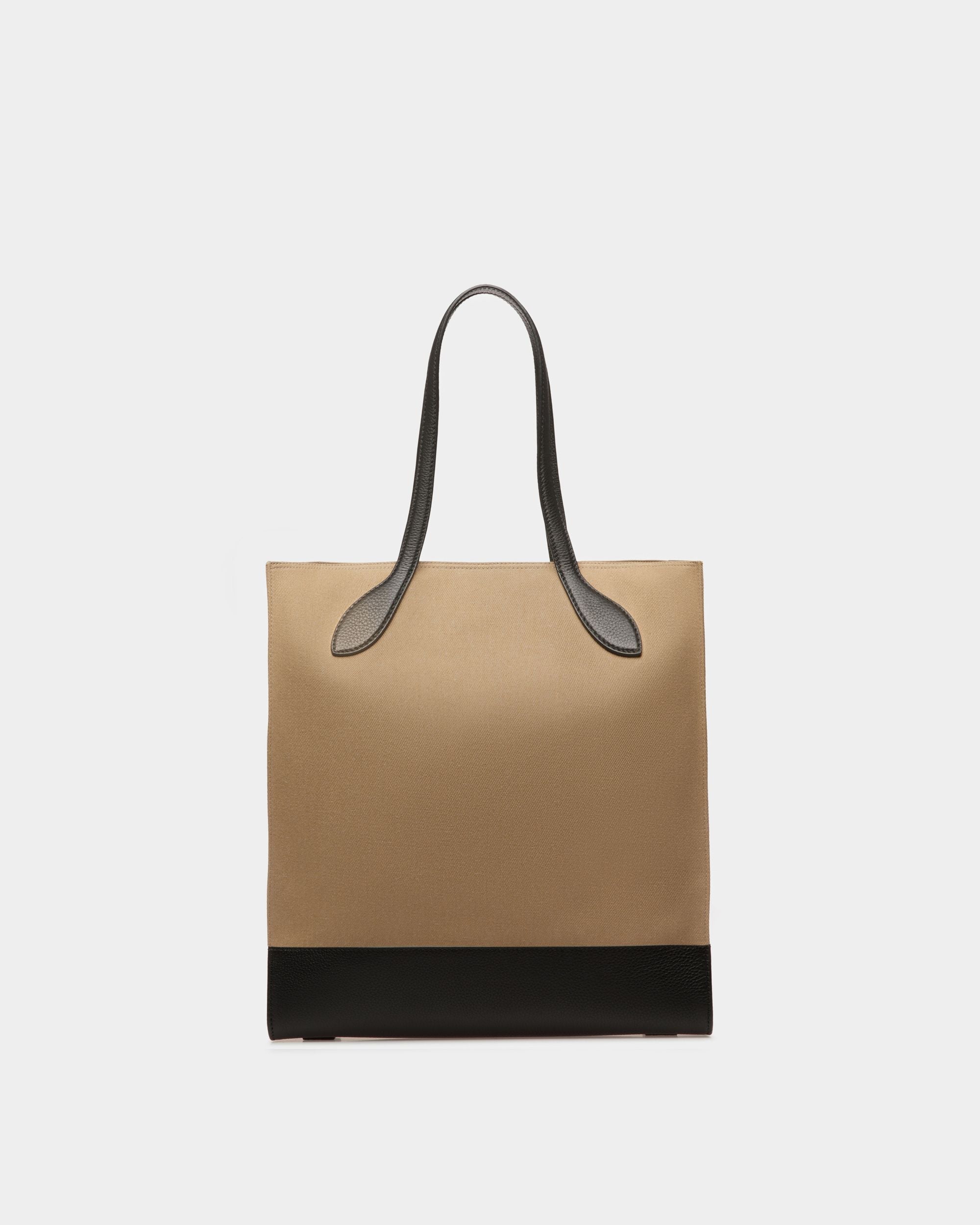 Bar Tote Bag In Sand And Black Fabric - Women's - Bally - 03