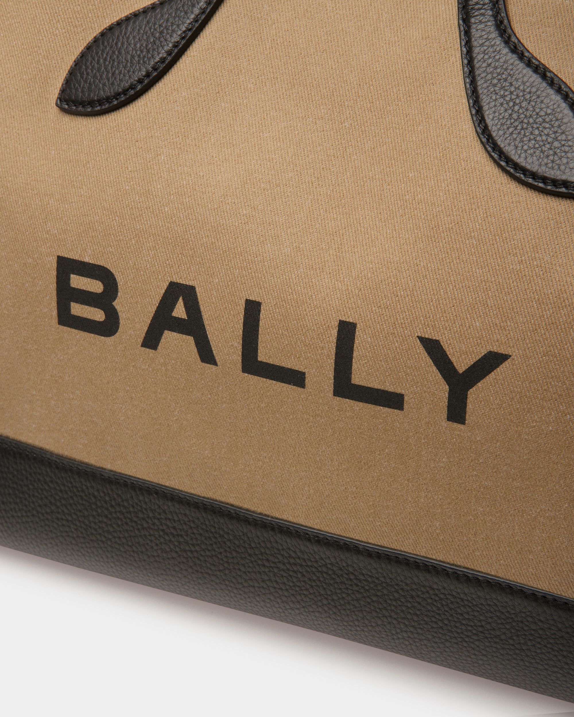 Bar Tote Bag In Sand And Black Fabric - Women's - Bally - 06