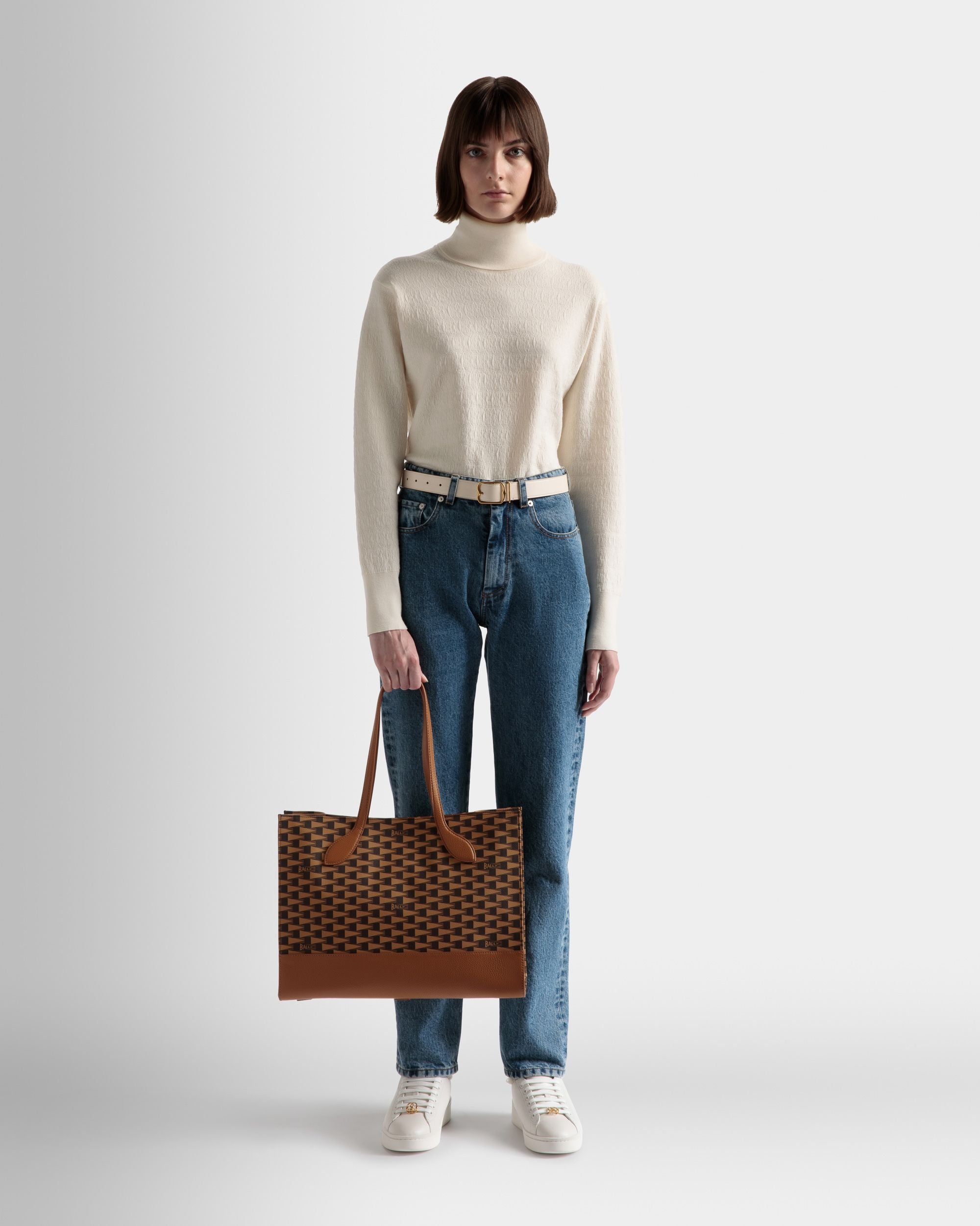 Pennant Tote Bag In Desert TPU - Women's - Bally - 02