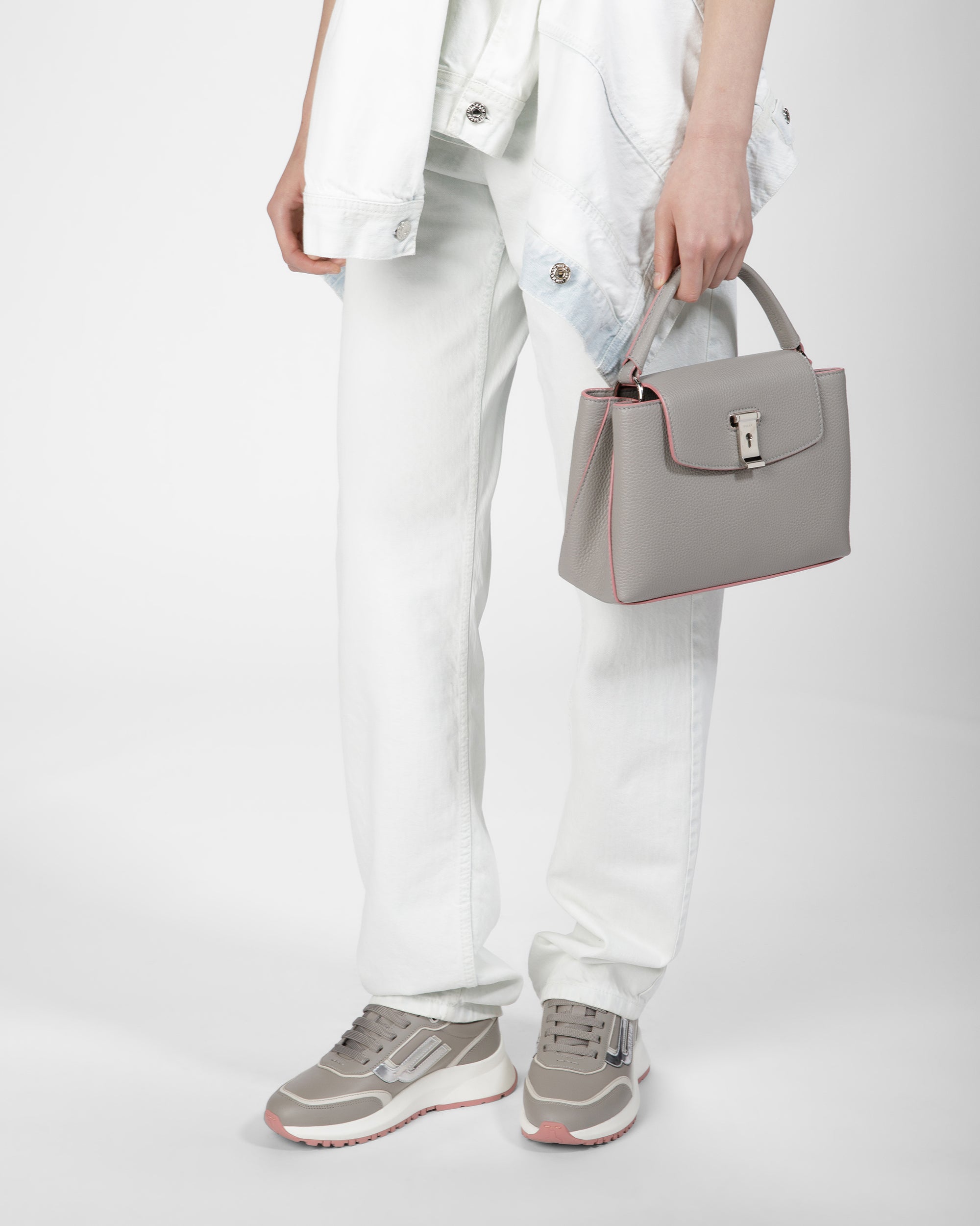 Layka Small Leather Top Handle Bag In Stone - Women's - Bally - 06